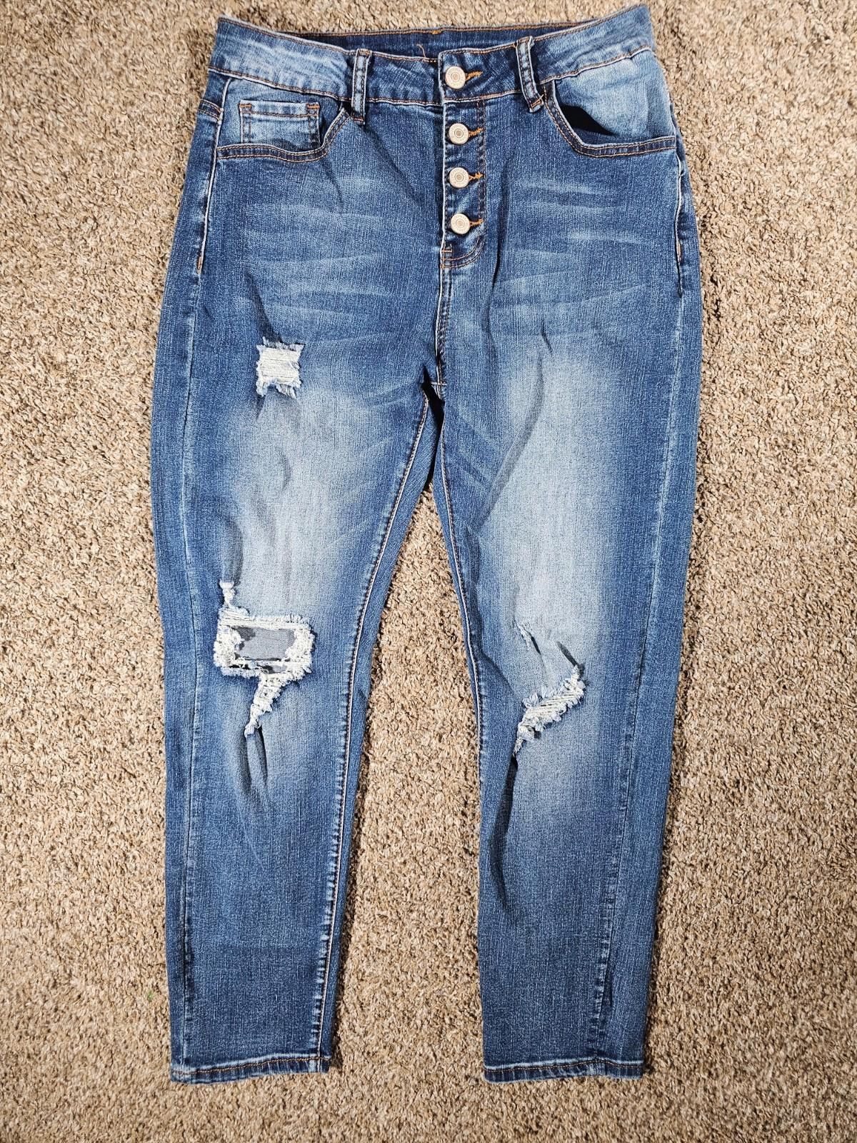 Designer Surprise Surprise Destroyed Jeans Button Fly M APPROX 28x27 Size 32" / US 10 / IT 46 - 1 Thumbnail