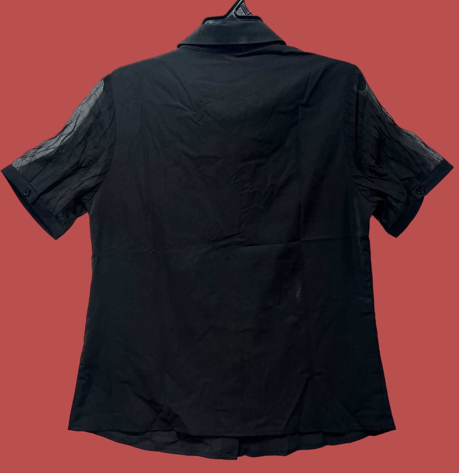 Other Allegra K - Women's Short Sleeve Button Front Blouse - Black Size M / US 6-8 / IT 42-44 - 2 Thumbnail