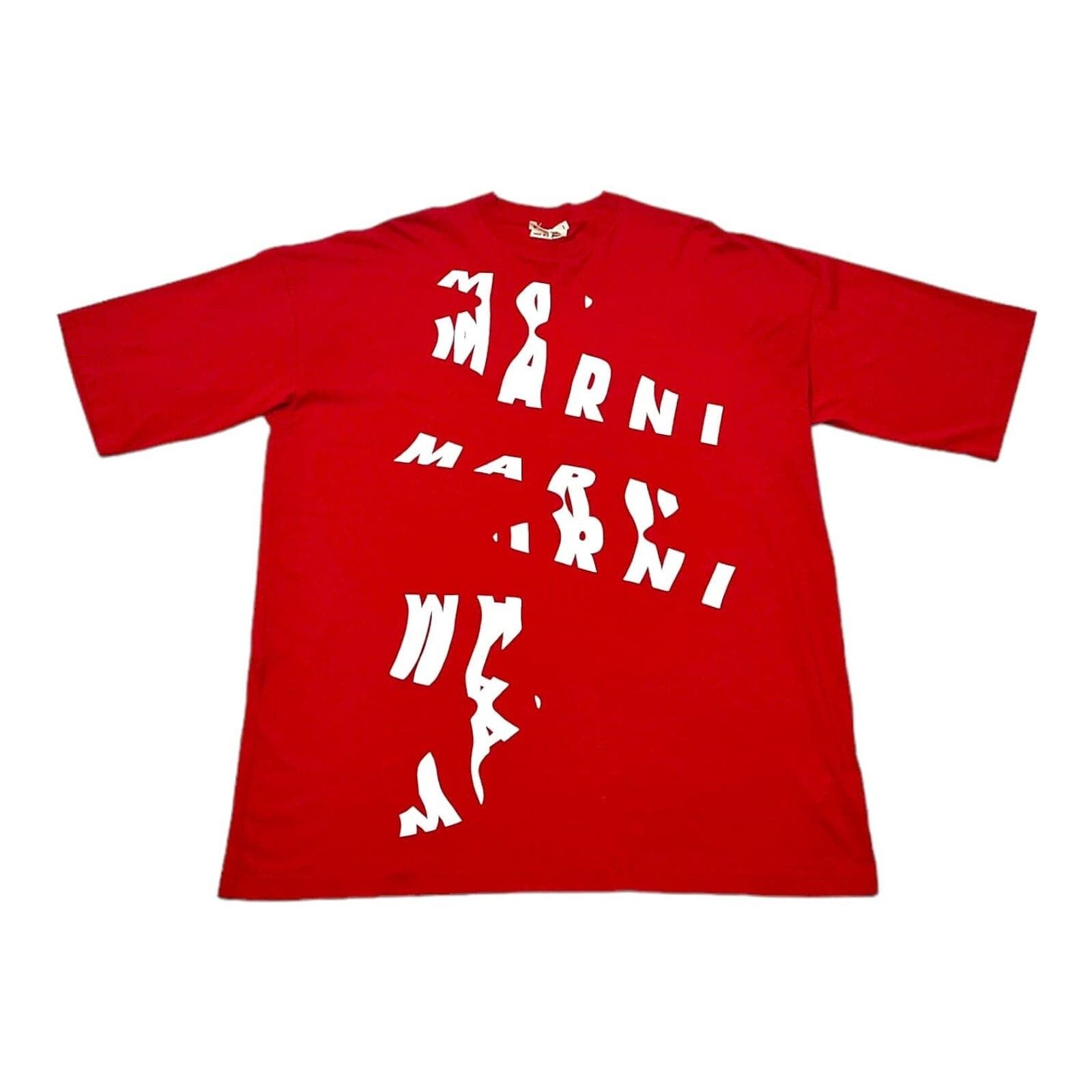Pre-owned Marni Scanned Logo Oversized Short Sleeve Tee Shirt Red In Multicolor