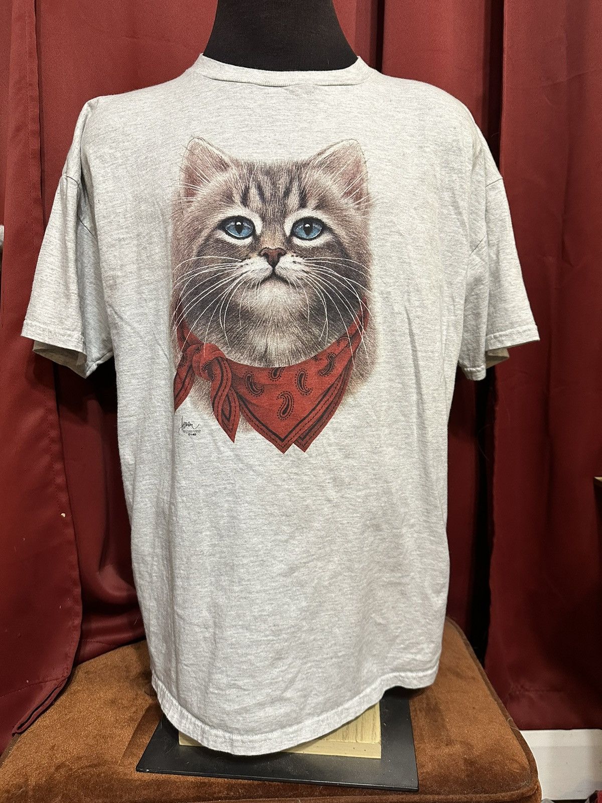 Vintage Vintage Cat Bandana Tshirt 90’s Western Wear Kitty Grail Size US XXL / EU 58 / 5 - 1 Thumbnail