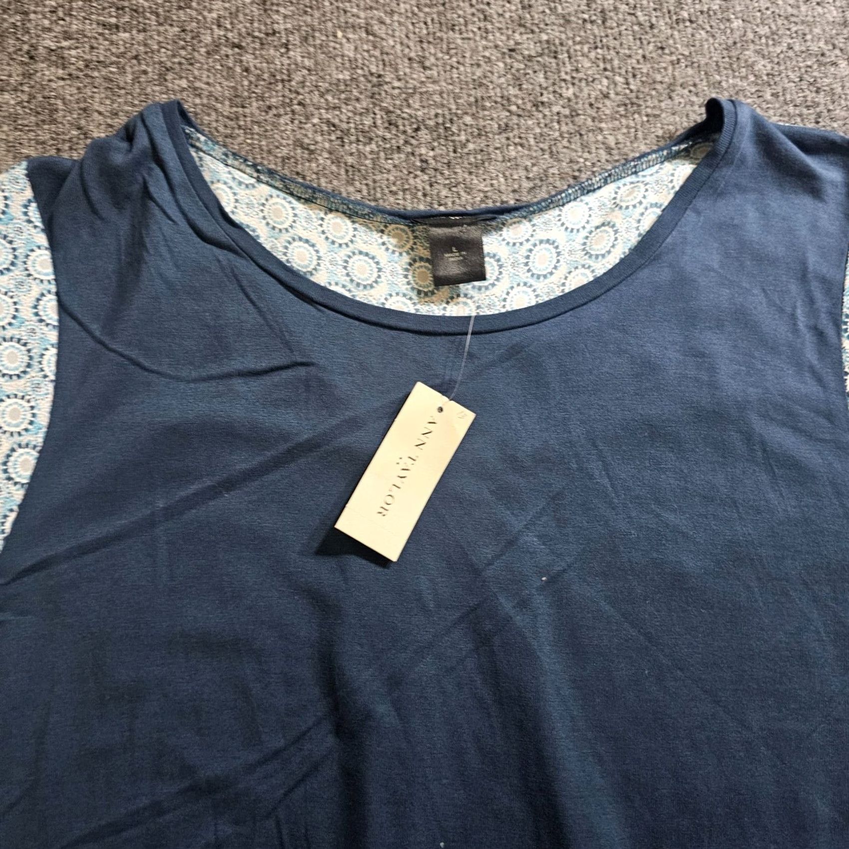 Ann Taylor Ann Taylor Top Womens L Green Blue Long Sleeve Geometric Casual Office Shirt Size L / US 10 / IT 46 - 2 Thumbnail