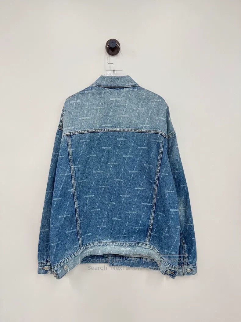 Balenciaga Balenciaga Blue denim jacket with full logo letter embroid Size XS / US 0-2 / IT 36-38 - 2 Thumbnail