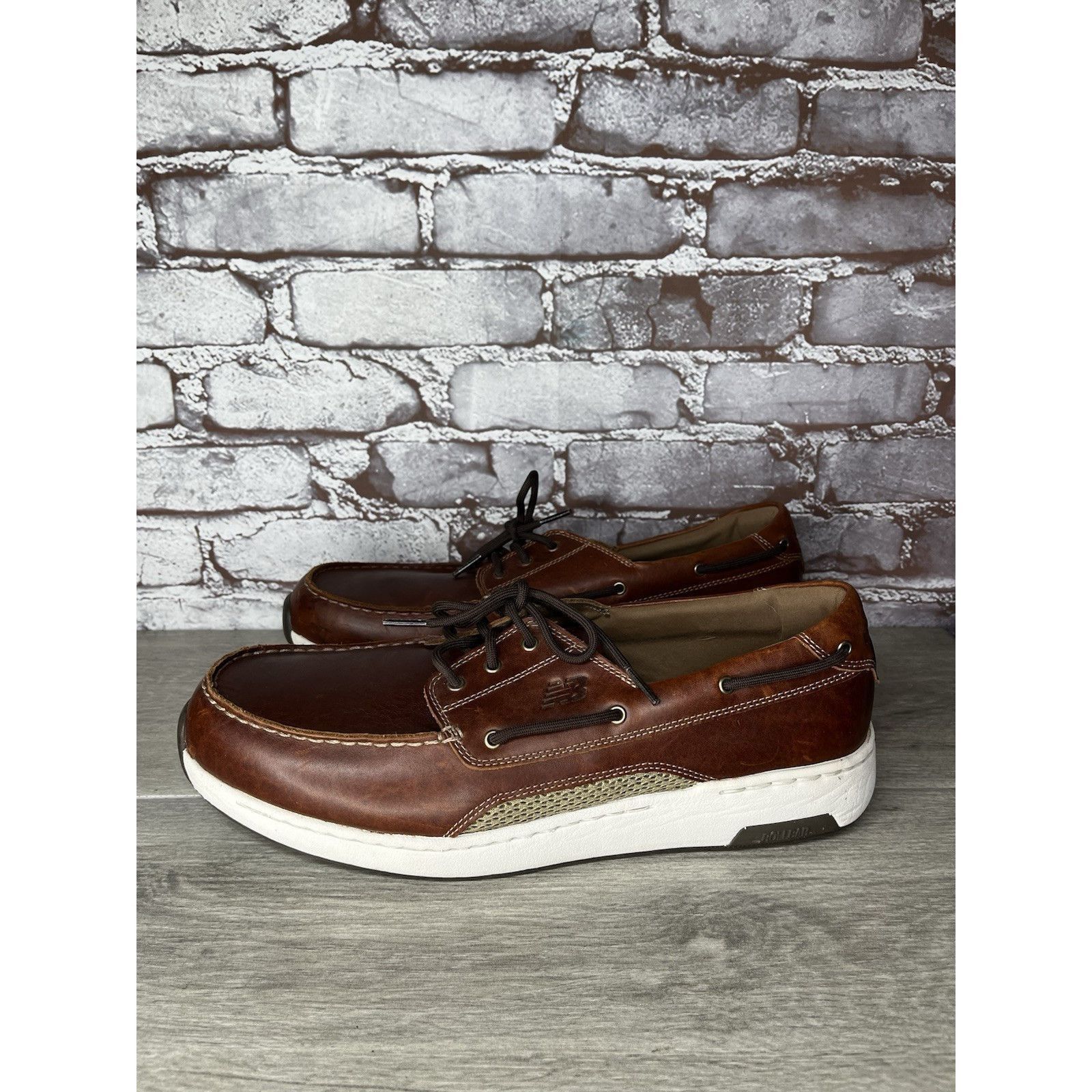 New Balance New Balance Brown Leather Lace Walking Deck Loafers Men Sz 1 Size US 12.5 / EU 45-46 - 1 Thumbnail