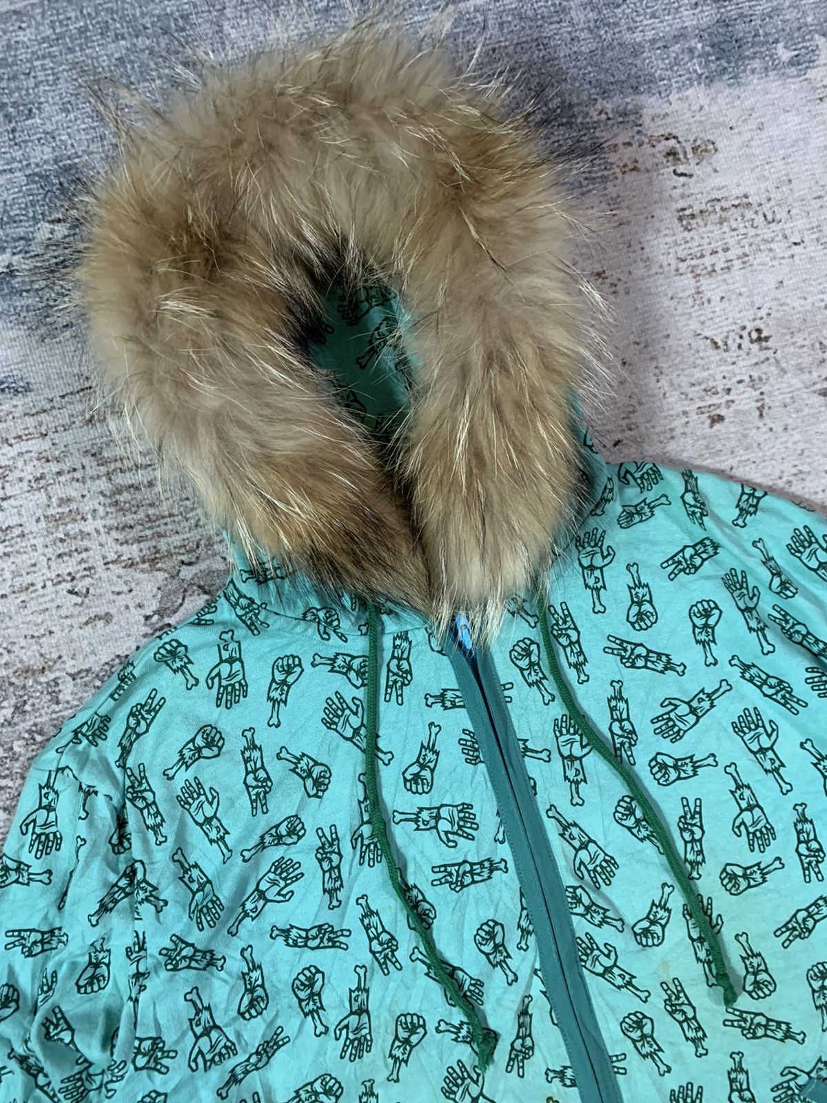 Japanese Brand Undefined Japan Fur Hoodie Full Print Punk Style Size US M / EU 48-50 / 2 - 3 Thumbnail