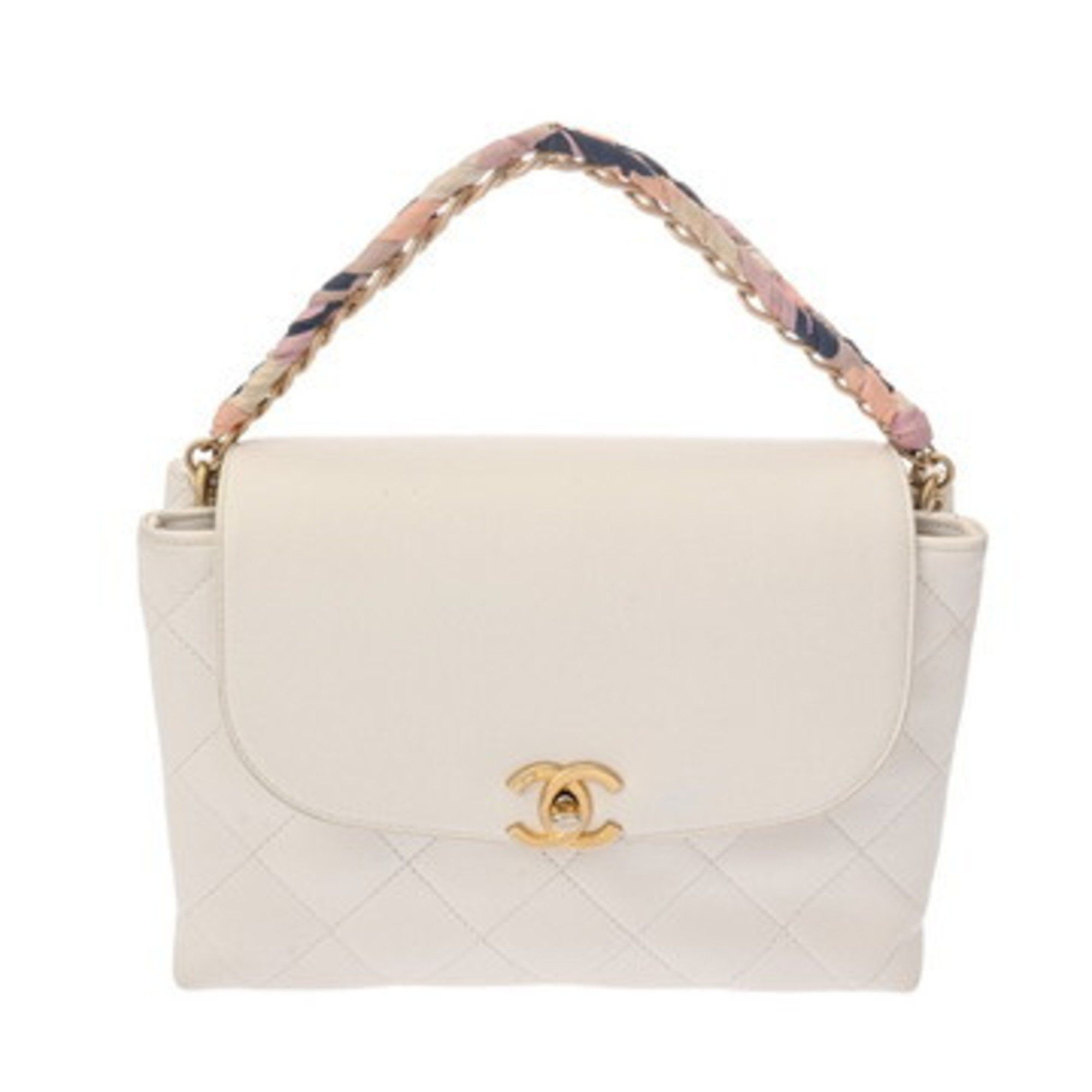 Chanel Matelasse 2Way Chain Shoulder Bag White Women's Caviar Skin