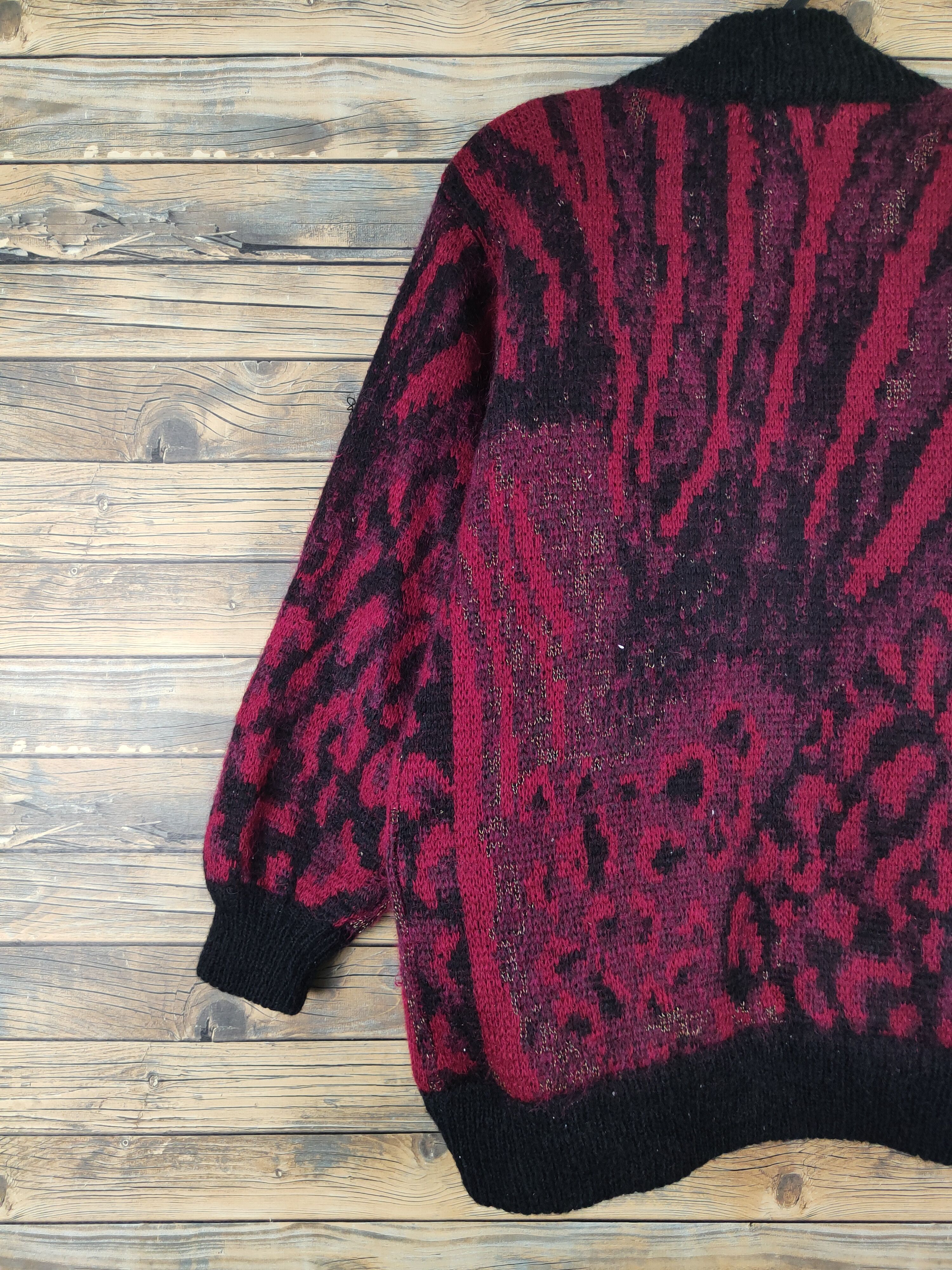 Aran Isles Knitwear Cokett Black Red Wool Knitwear Cardigan #W2105 Size L / US 10 / IT 46 - 9 Thumbnail