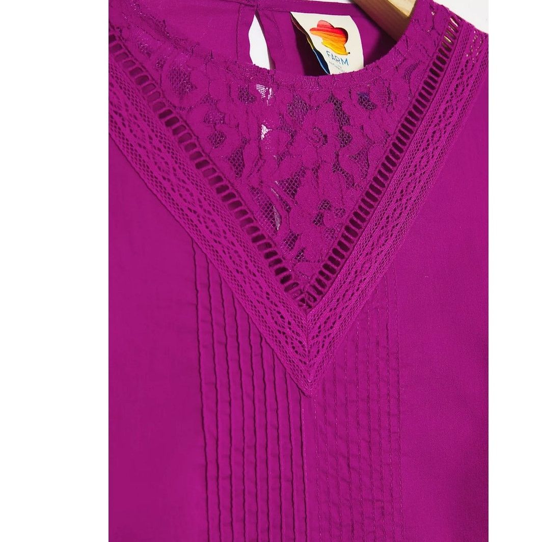 Anthropologie New Anthropologie Farm Rio Kelsie Blouse $118 XSP Violet Size XS / US 0-2 / IT 36-38 - 3 Thumbnail