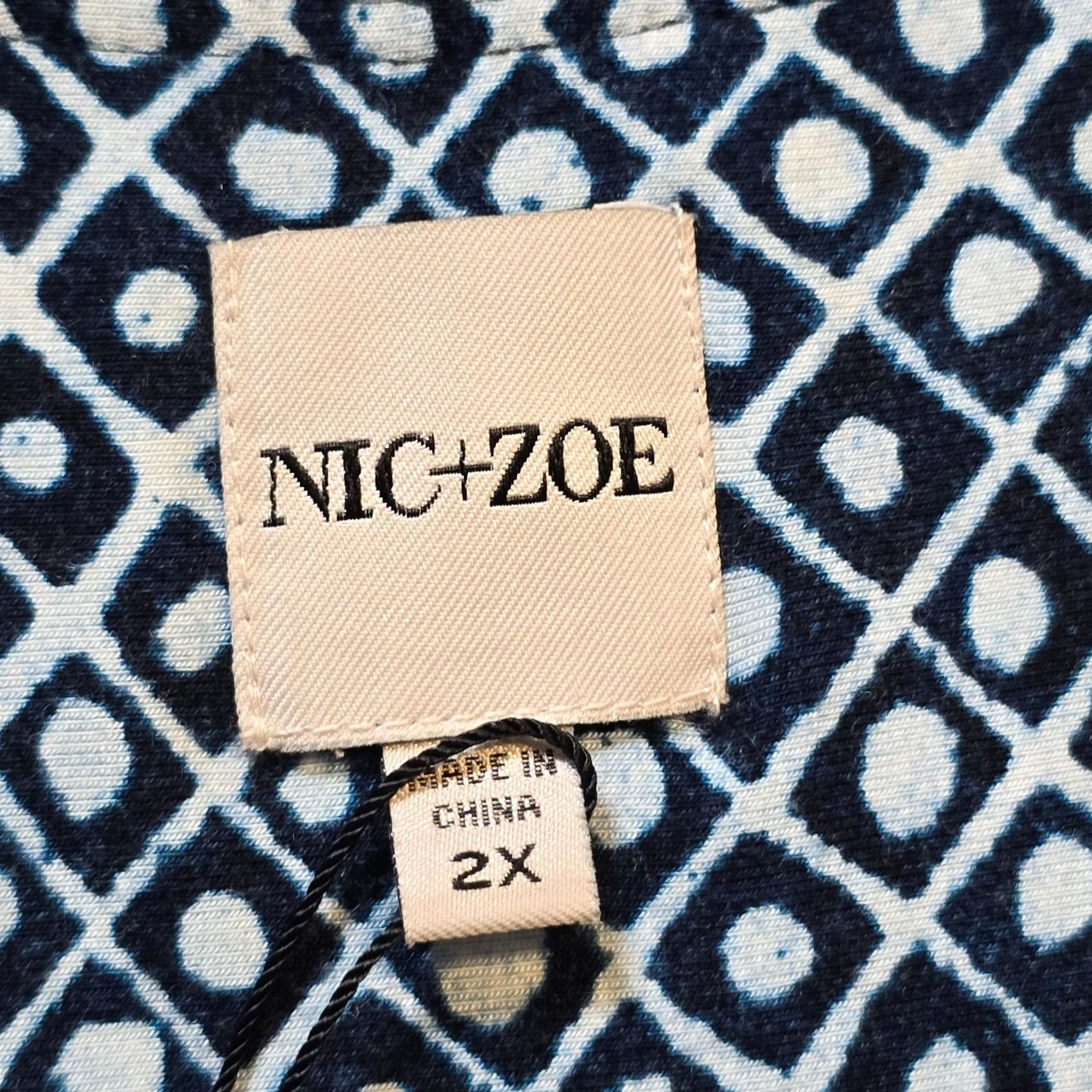NIC+ZOE NIC+ZOE Dress Womens 2X Maxi Sleeveless Blue Stretch No Iron Travel Casual Long Knit Geometric V-Neck Pullover Summer Spring Current Era Size XXL / US 16-18 / IT 52-54 - 4 Thumbnail