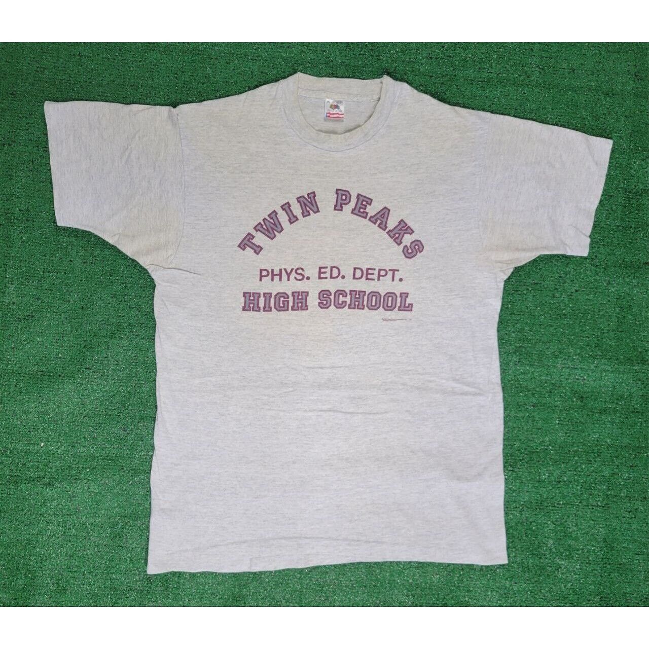 image of Fruit Of The Loom Vintage 90's Twin Peaks High School Phys Ed Dept Shirt Lynch in Grey (Size XL)