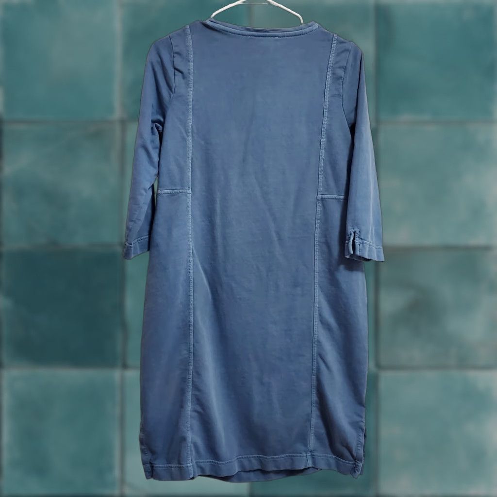 Vintage VINTAGE Pure Jill J Jill Dress Women XS Petite Organic Cotton 3/4 Sleeve Casual Comfort Pullover Side Slits Knee Length Blue Womens Size XS / US 0-2 / IT 36-38 - 1 Thumbnail
