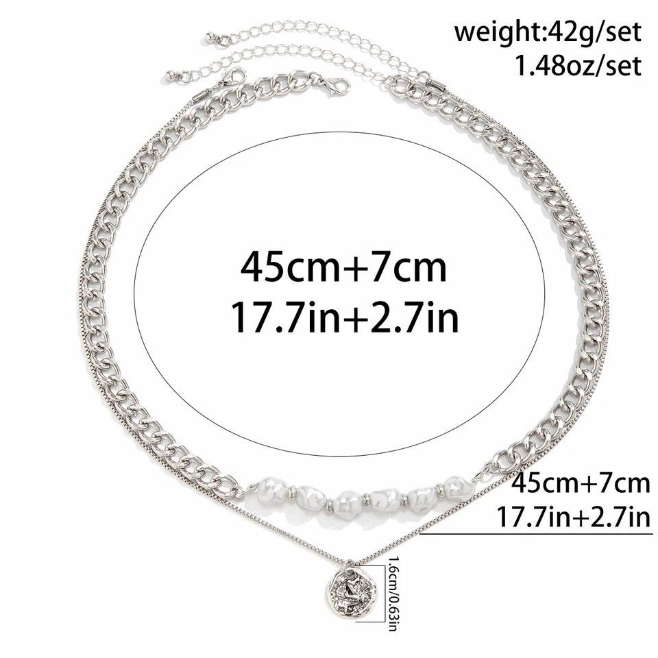 Jewelry Vintage Imitation Pearl Cuban Chain Choker Necklace Size ONE SIZE - 4 Thumbnail