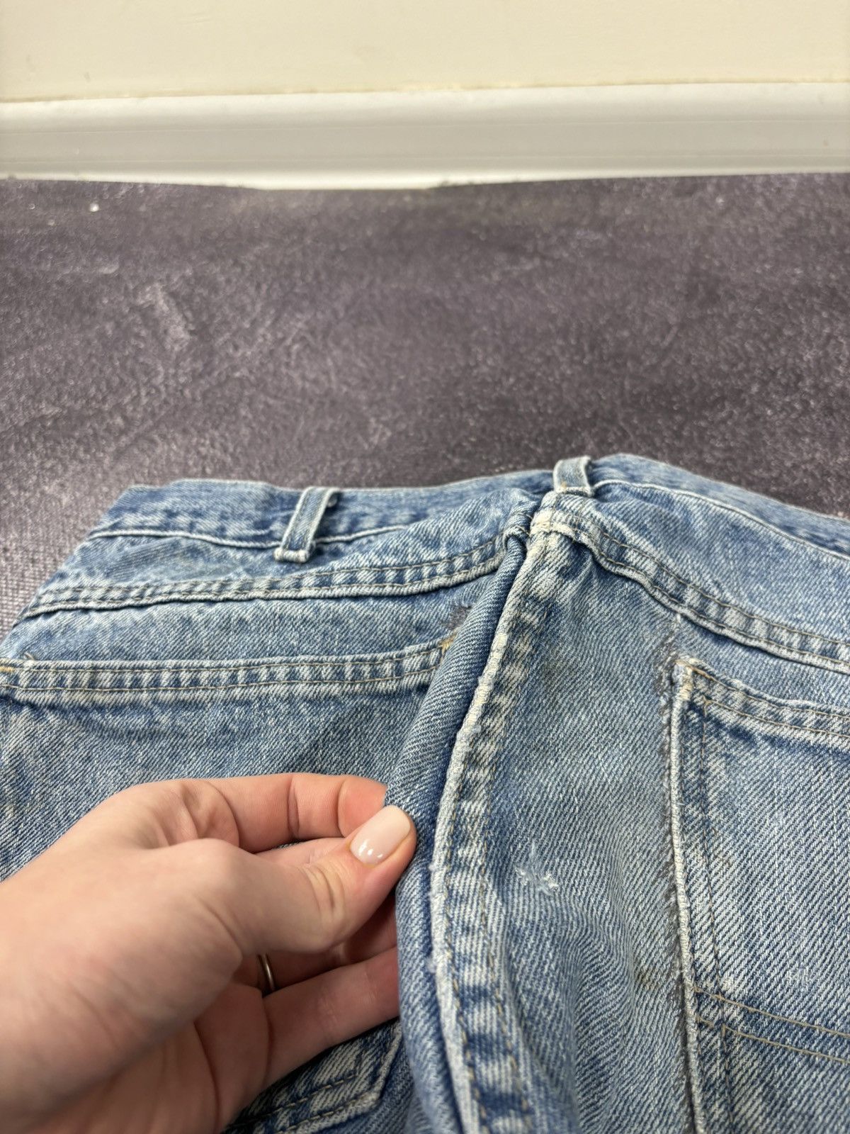 Dickies Vintage Dickies Double Knee USA Faded Denim Work Hype Jeans Size US 33 - 17 Thumbnail