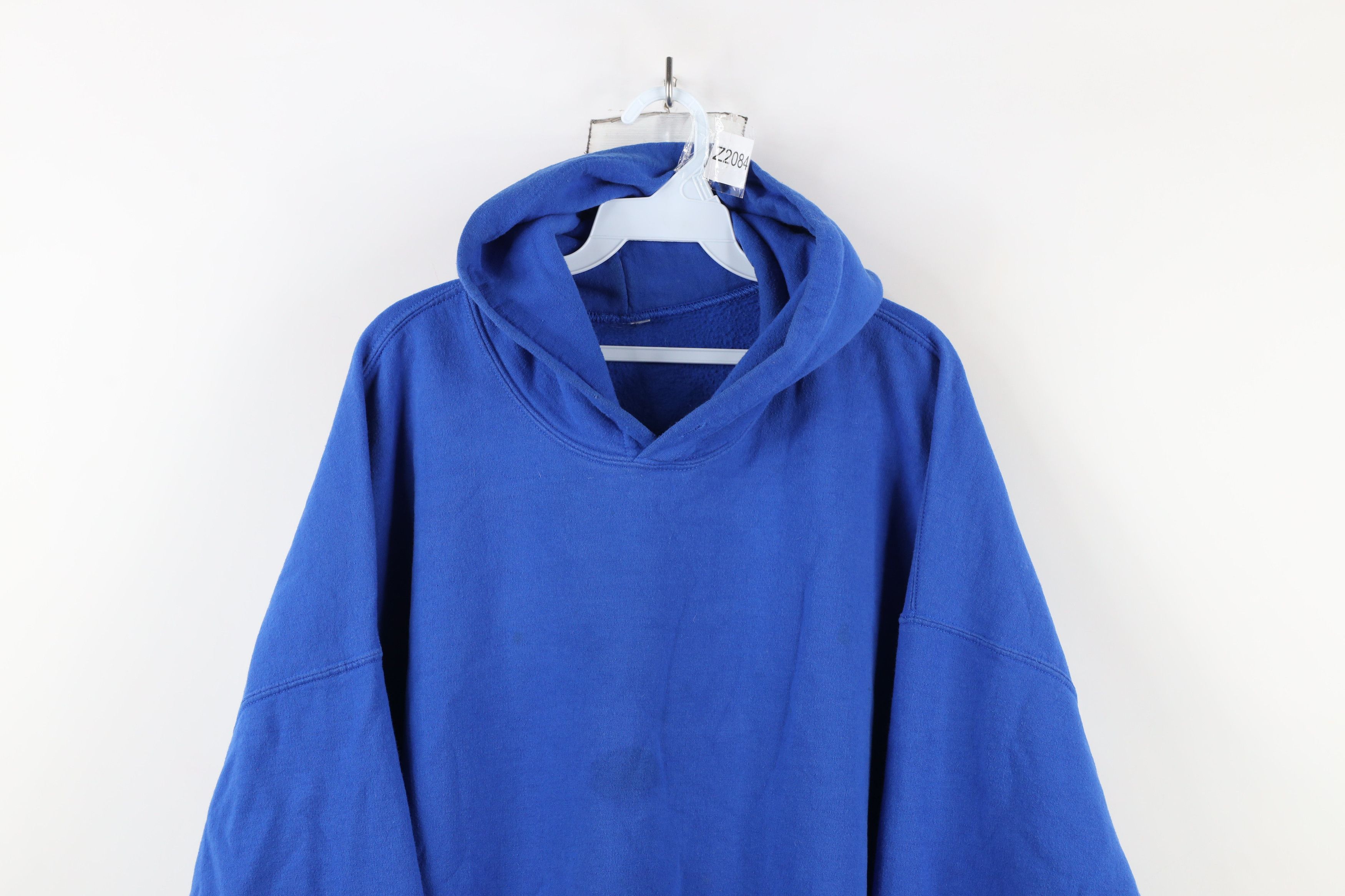 Vintage Vintage 90s Streetwear Blank Hoodie Sweatshirt Royal Blue Size US XXL / EU 58 / 5 - 2 Thumbnail
