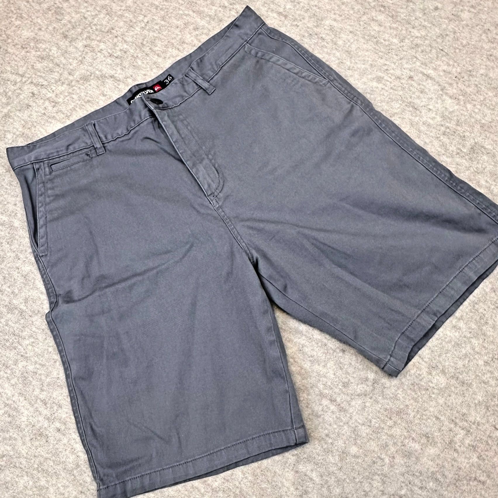 Quiksilver Quiksilver Gray Amphibian Shorts Mens 36 x 9 Flat Front Chino Board Surf Logo Pockets Easy Care 9 in Inseam Gray Mens Size US 36 / EU 52 - 2 Thumbnail