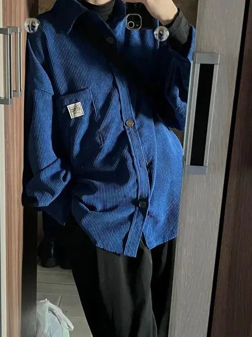 Japanese Brand Streetwear style blue corduroy button up Size US XL / EU 56 / 4 - 4 Thumbnail