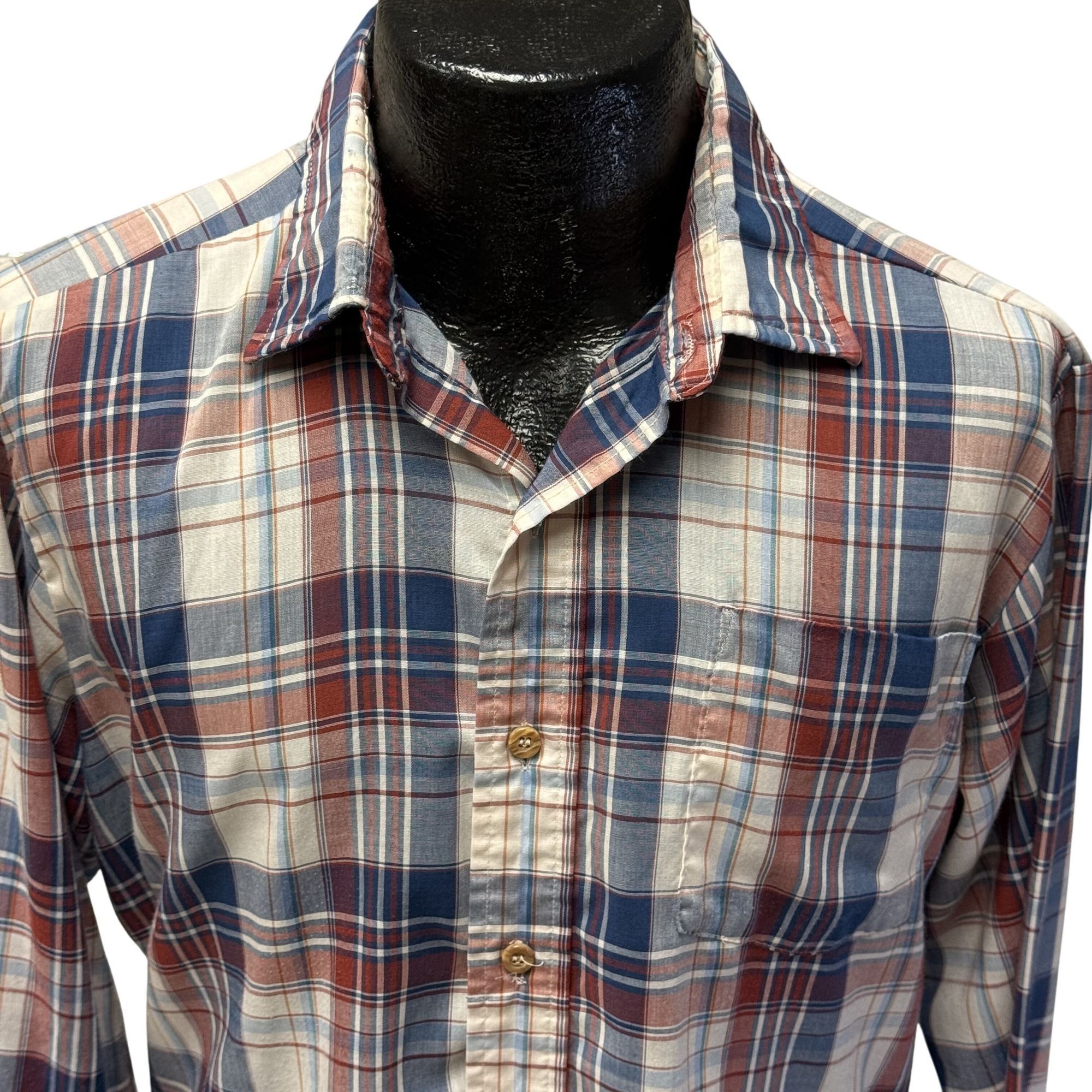 Other Vtg Montgomery Ward MoD Blue Red SHADOW PLAID Shirt Size US M / EU 48-50 / 2 - 2 Thumbnail
