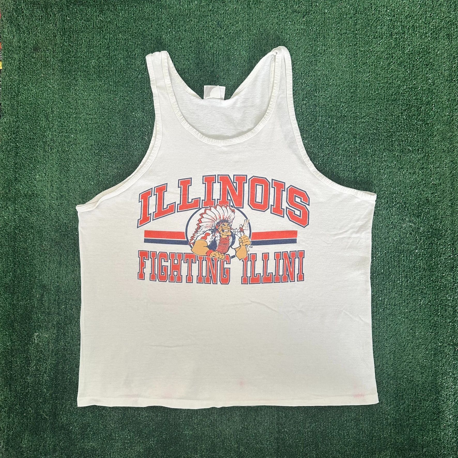 NCAA Vintage 90s University Illinois Tank Top Fighting Illini Tee Size US L / EU 52-54 / 3 - 1 Thumbnail