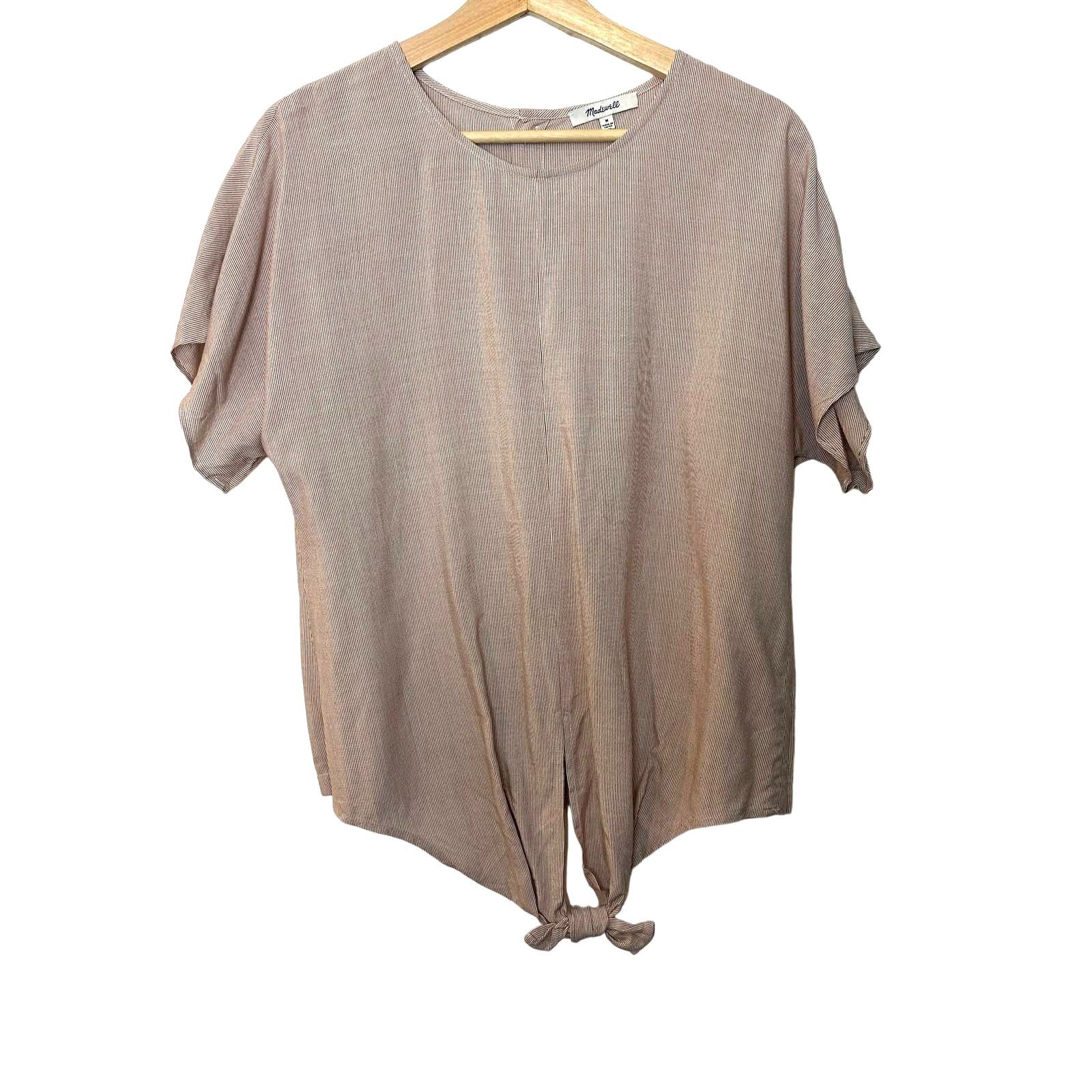 Madewell Madewell Button Back Tie Front Stripe Top Shirt M Size M / US 6-8 / IT 42-44 - 1 Thumbnail