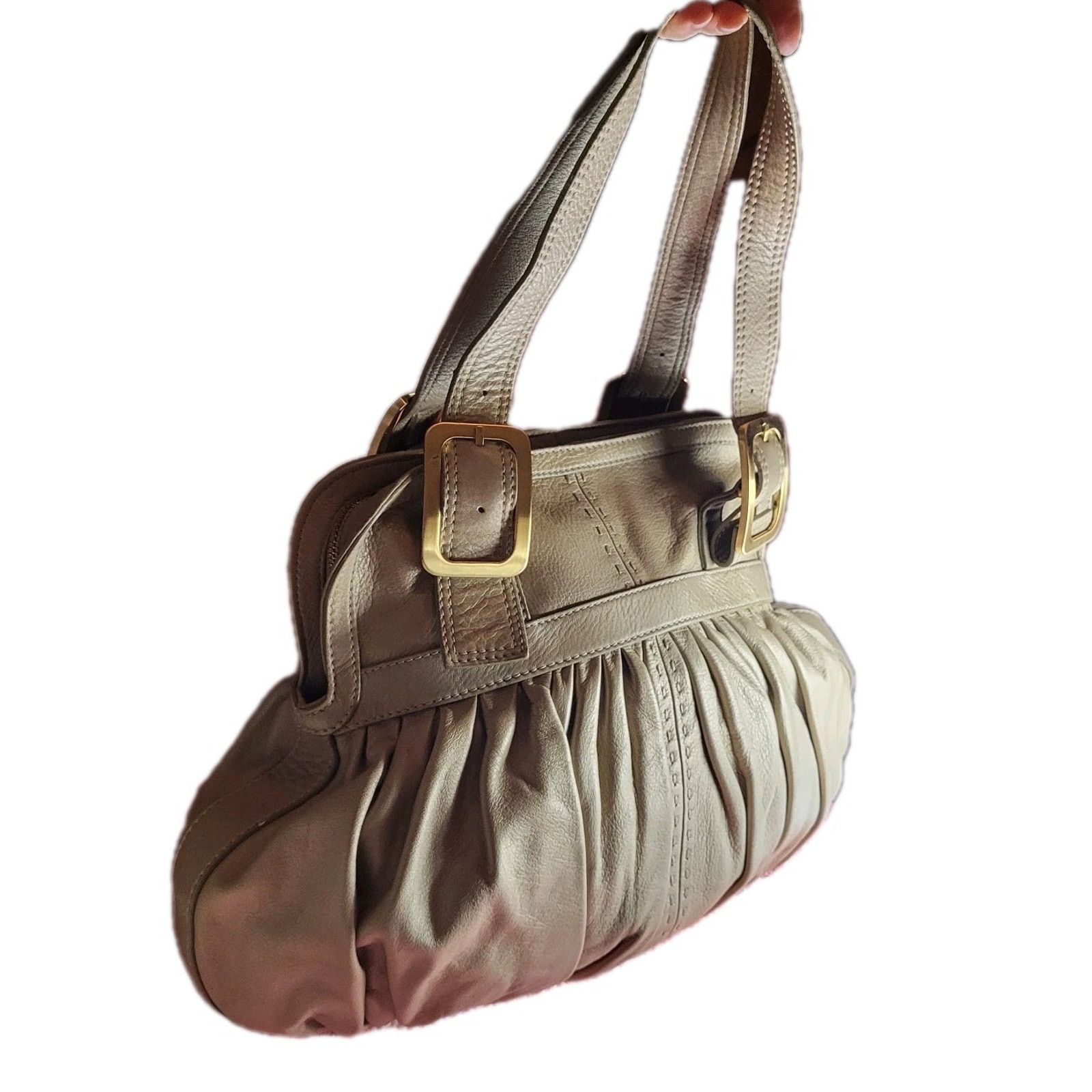 Cole Haan Cole Haan Large Gray Pleated Leather Satchel Purse .$300 Size ONE SIZE - 2 Thumbnail