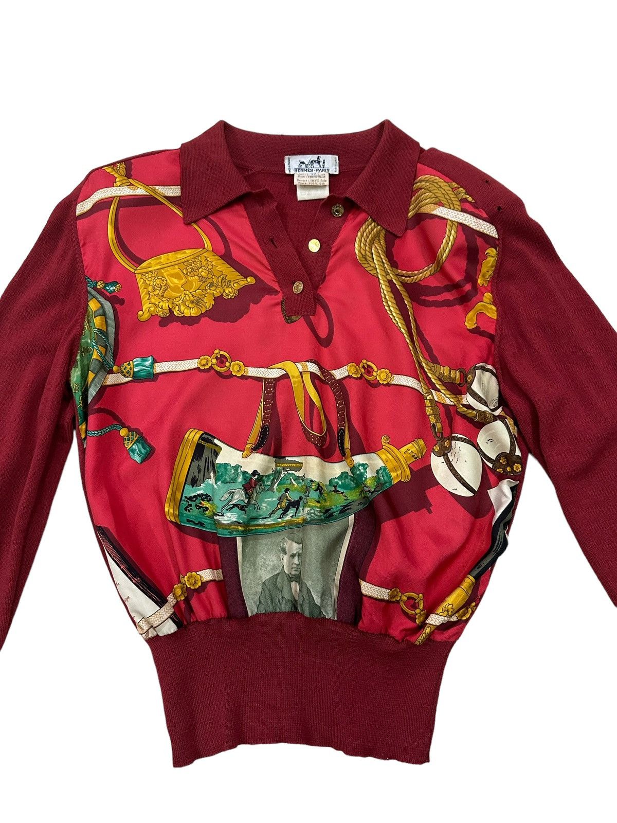 Hermes RARE VINTAGE HERMES SILK KNIT CARDIGAN Size S / US 4 / IT 40 - 2 Thumbnail