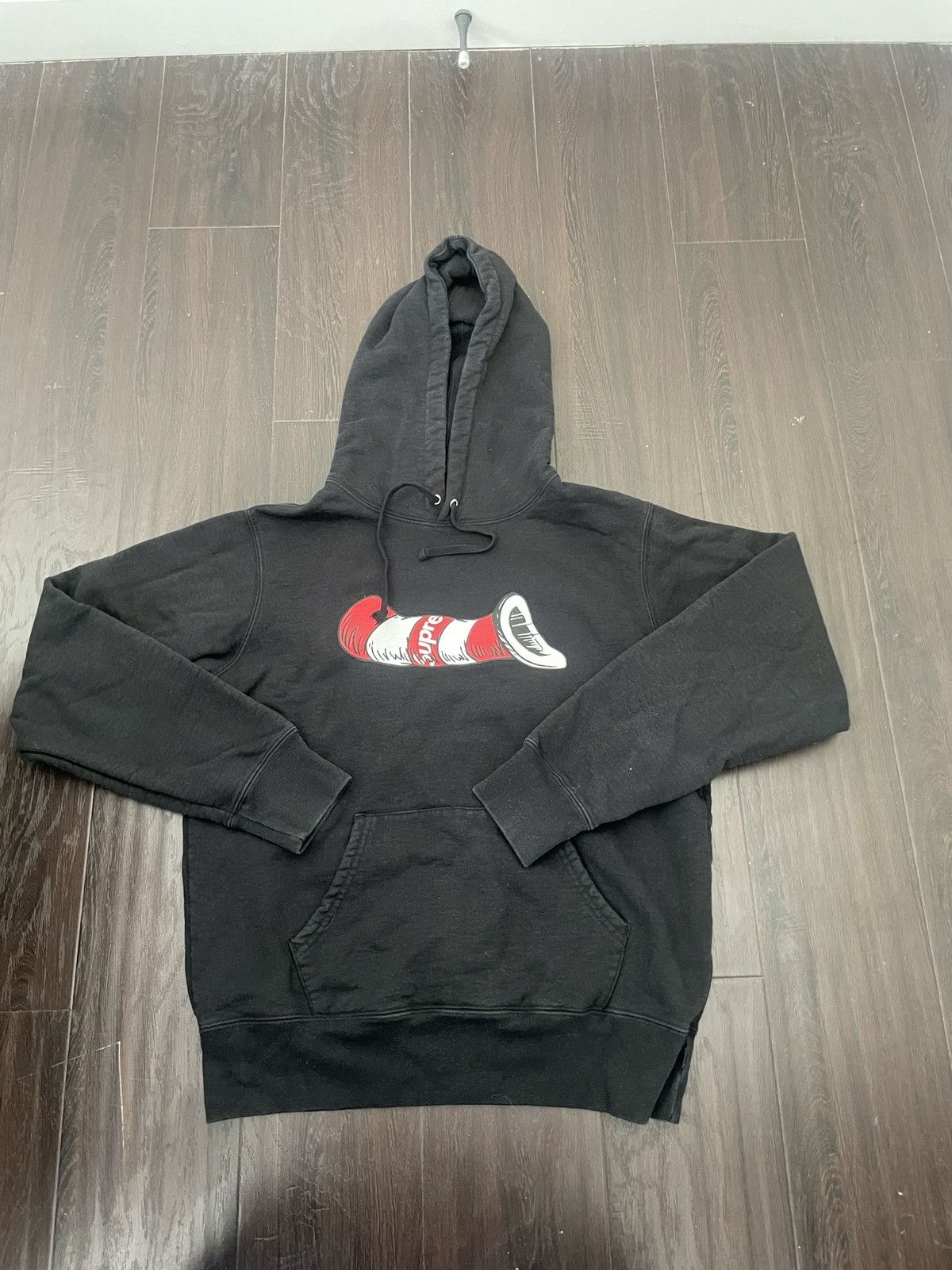 image of Supreme Cat In The Hat Hoodie in Black, Men's (Size Small)