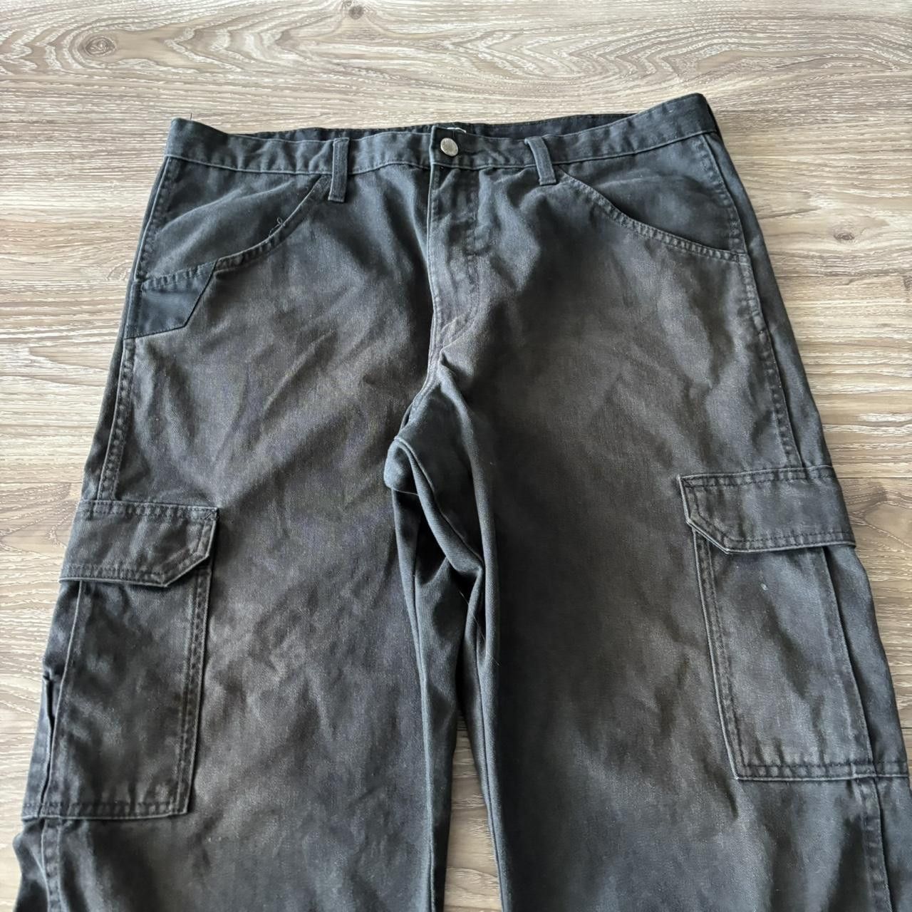 Vintage Crazy Vintage Y2K/2000s Baggy Faded Black Workwear Skater Style Cargo Pants! 36x30 Size US 36 / EU 52 - 5 Thumbnail