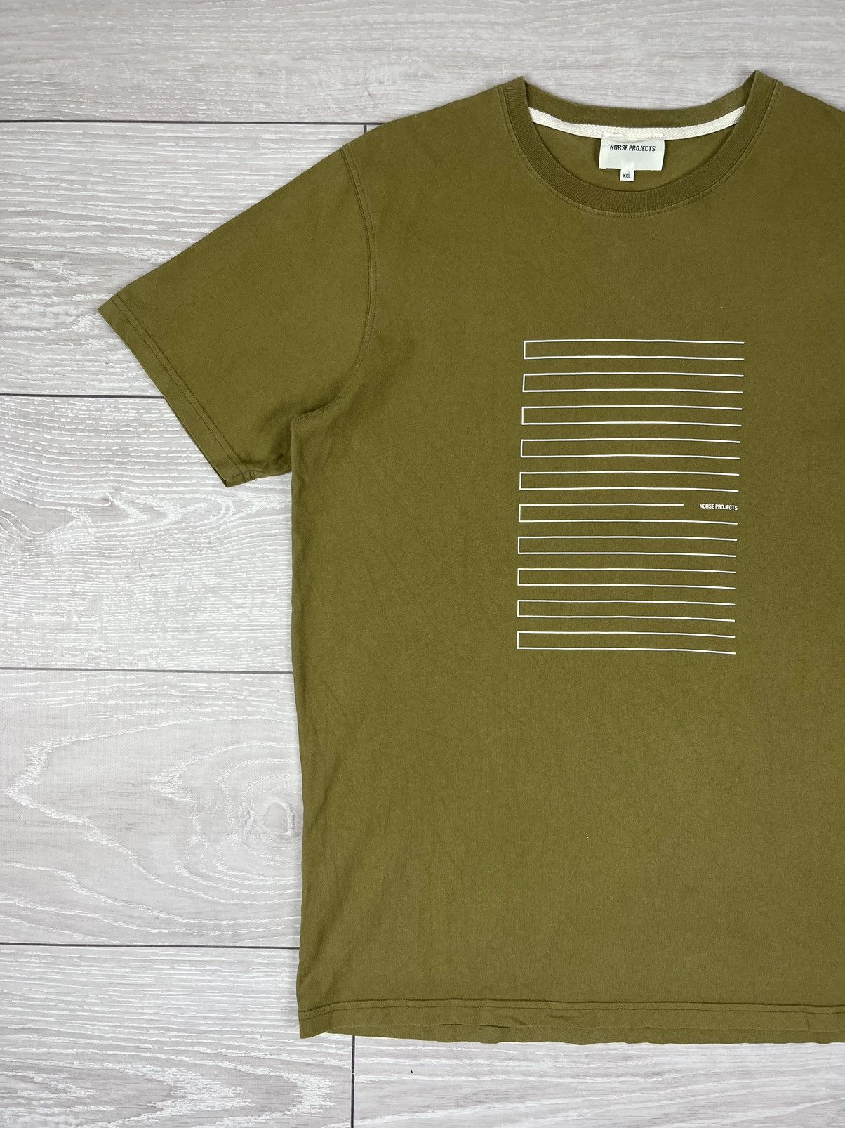 Norse Projects Norse Projects Niels Stripe Screenlogo Green T Shirt Size US XXL / EU 58 / 5 - 3 Thumbnail