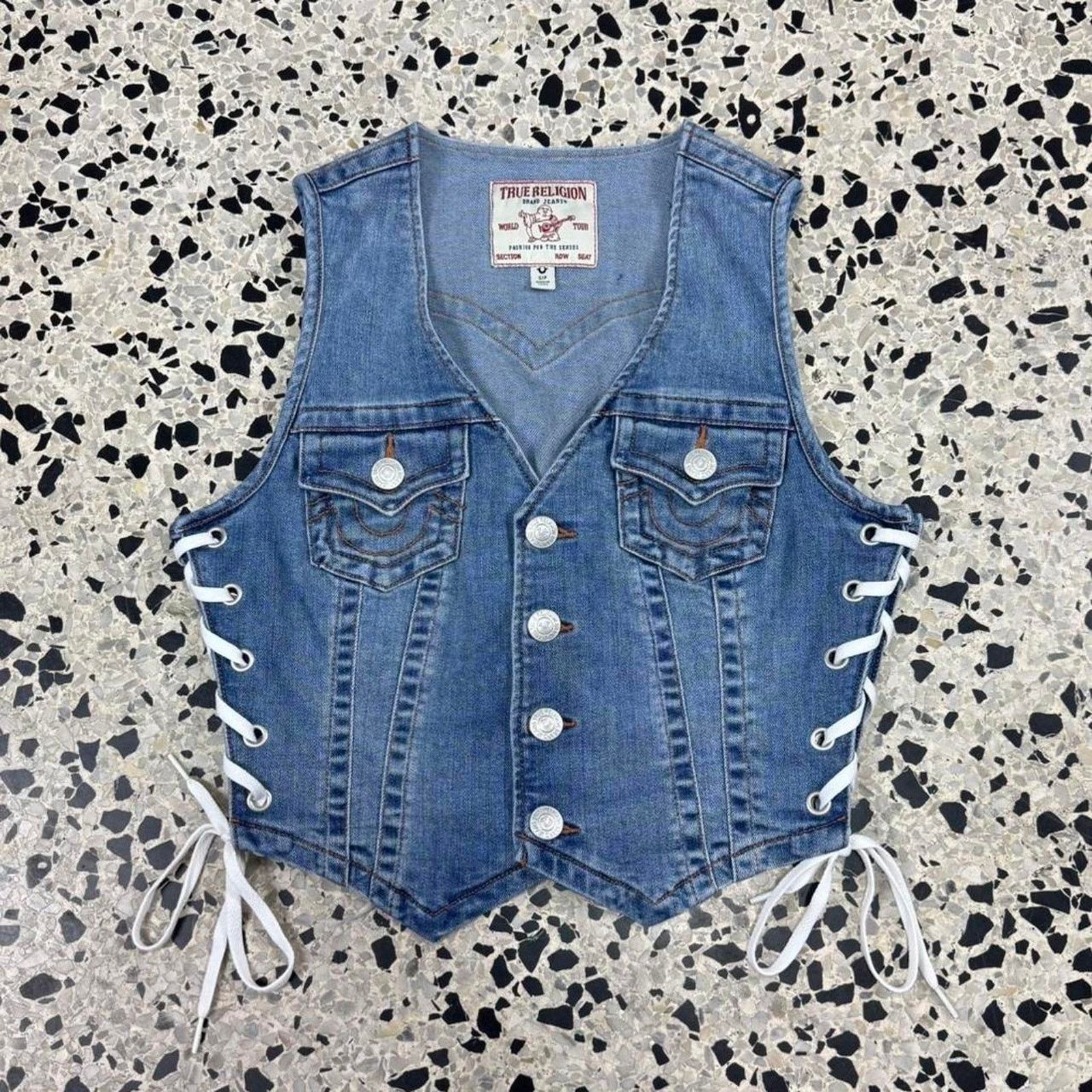 True Religion × Vintage VINTAGE Y2K TRUE RELIGION WOMENS DENIM VEST: Size S / US 4 / IT 40 - 1 Thumbnail