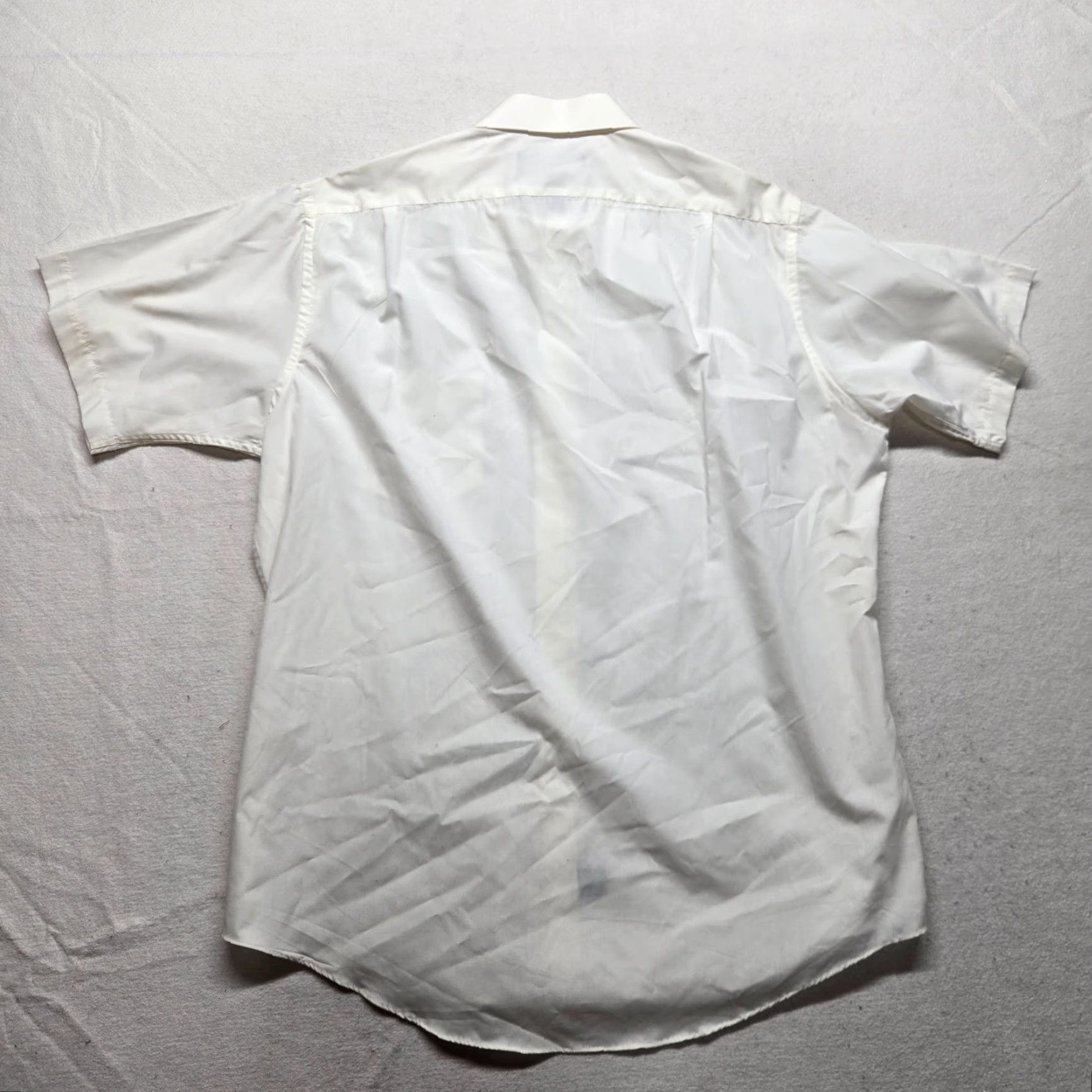 Vintage David Taylor Shirt Dress Shirt Men's 17 White Short Sleeve Button Up Collared Solid Vintage No Size 46R - 7 Thumbnail