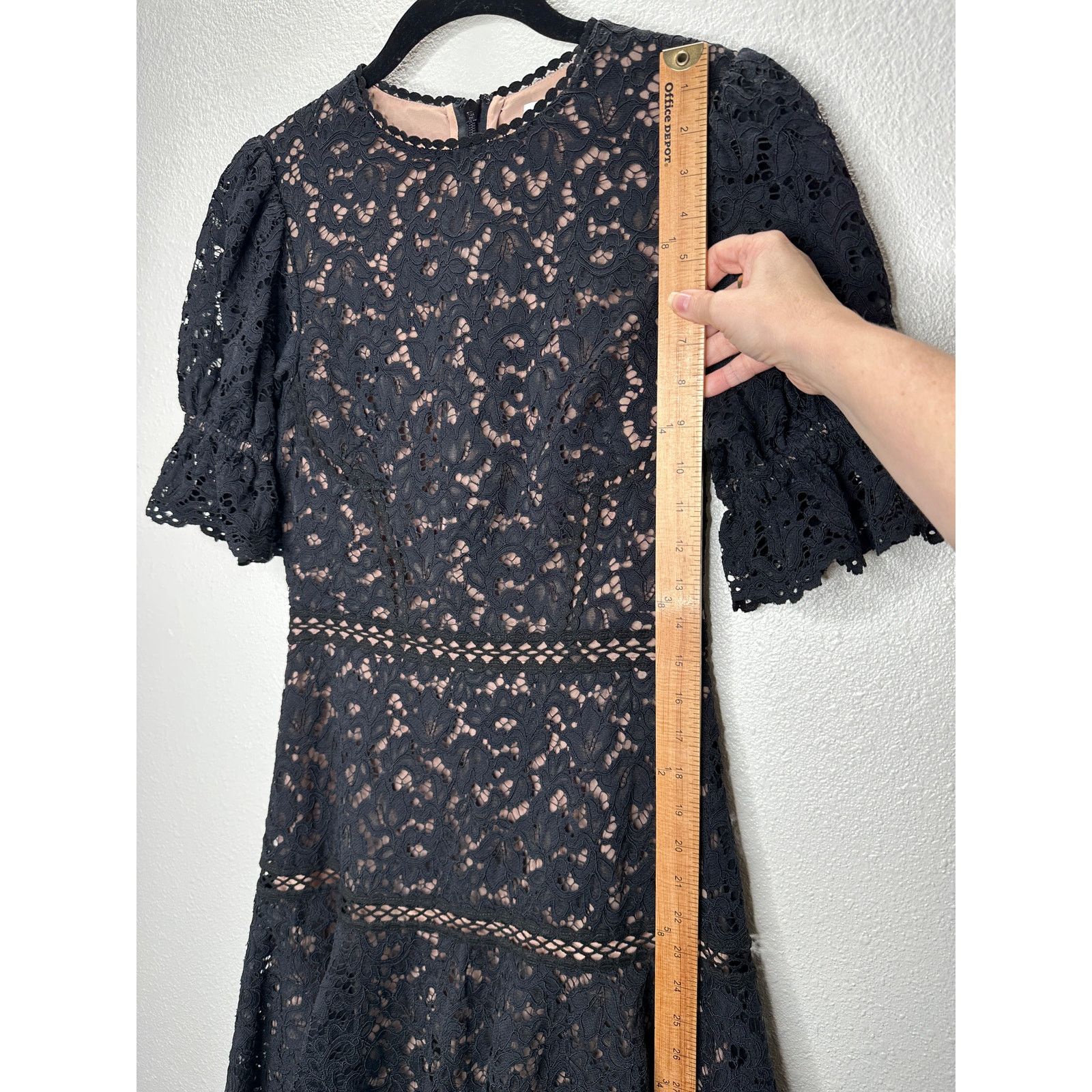 Jonathan Simkhai Jonathan Simkhai Black Eyelet Nude Lining Puff Sleeve Mini 4 Size S / US 4 / IT 40 - 17 Thumbnail