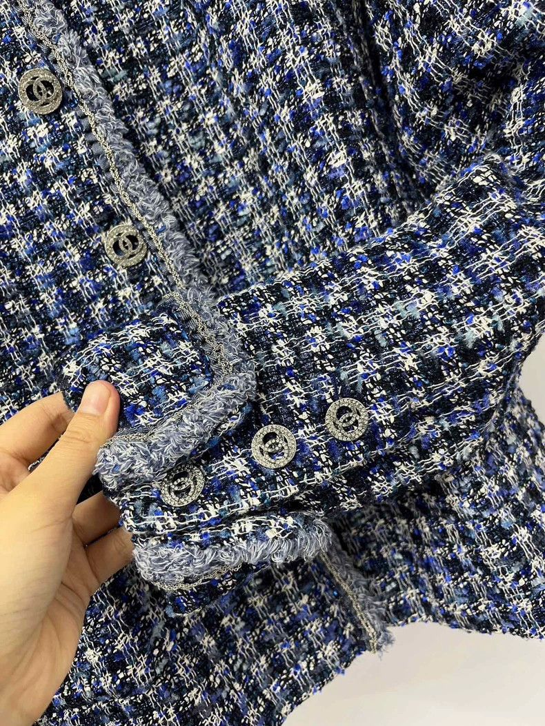 Chanel Chanel Blue stand-up collar jacket with diamond buckle Size XXS / US 00 / IT 34 - 6 Thumbnail