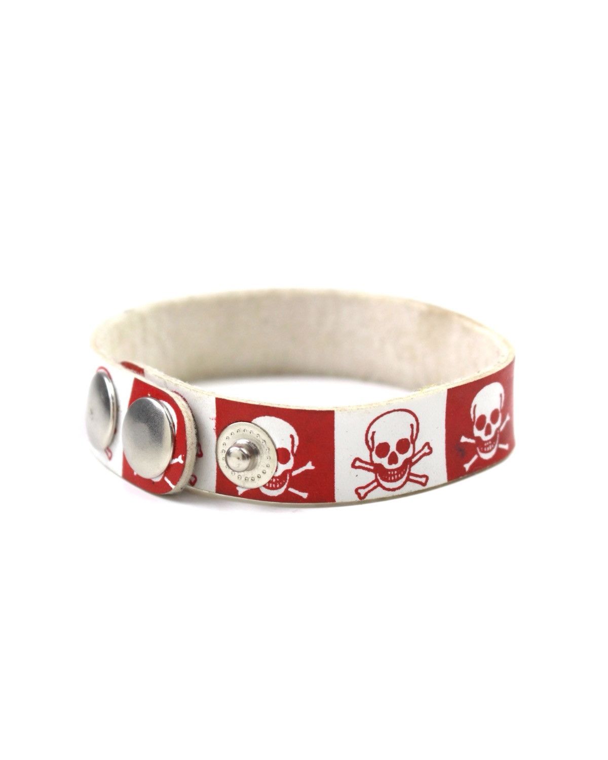 Vintage 2000S JAPANESE MADE SKULL RED WHITE CHECKER BRACELET Size ONE SIZE - 1 Thumbnail