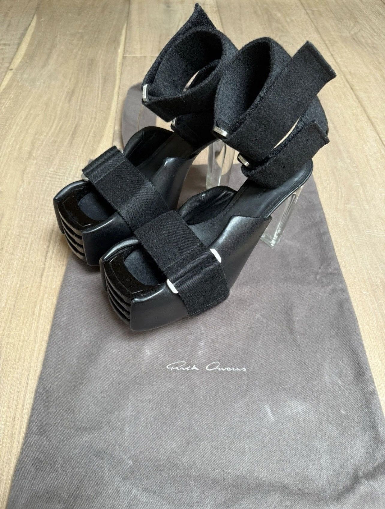 Rick Owens Kiss Sandals 37 RO01D2838LLP 90 Black BNWOB US 5