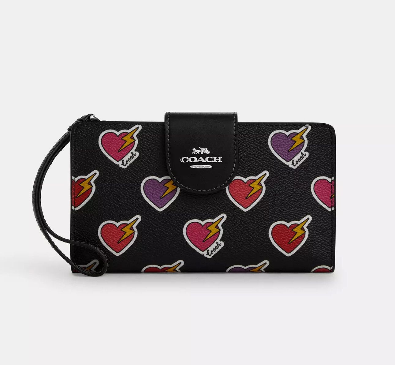 Coach Phone Wallet With Heart Bolt Print CW491 Size ONE SIZE - 8 Thumbnail