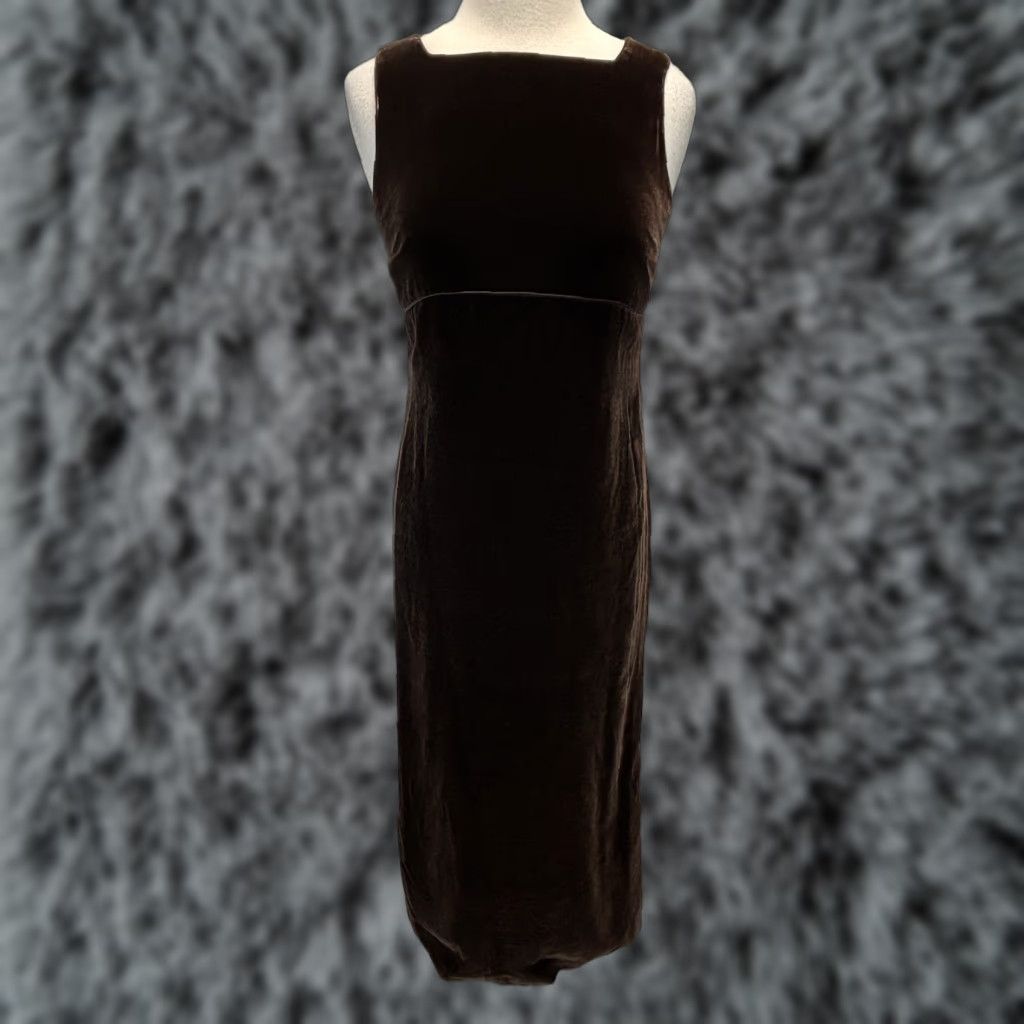 Loft VINTAGE LOFT Ann Taylor Velvet Maxi Dress 4 Brown Sleeveless Square Neck Whimsigoth Y2K Womens Size S / US 4 / IT 40 - 1 Thumbnail