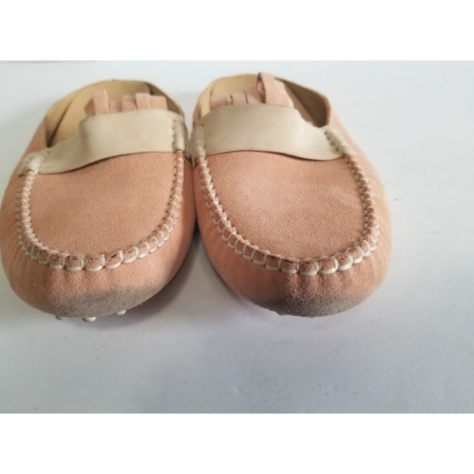 Vintage M. Gemi Felize Fringe Mule Suede Leather Size 41 Peach Stone US 10 Women's Leather Upper Fringe Flat Slip-On Womens Shoes Size ONE SIZE - 6 Thumbnail