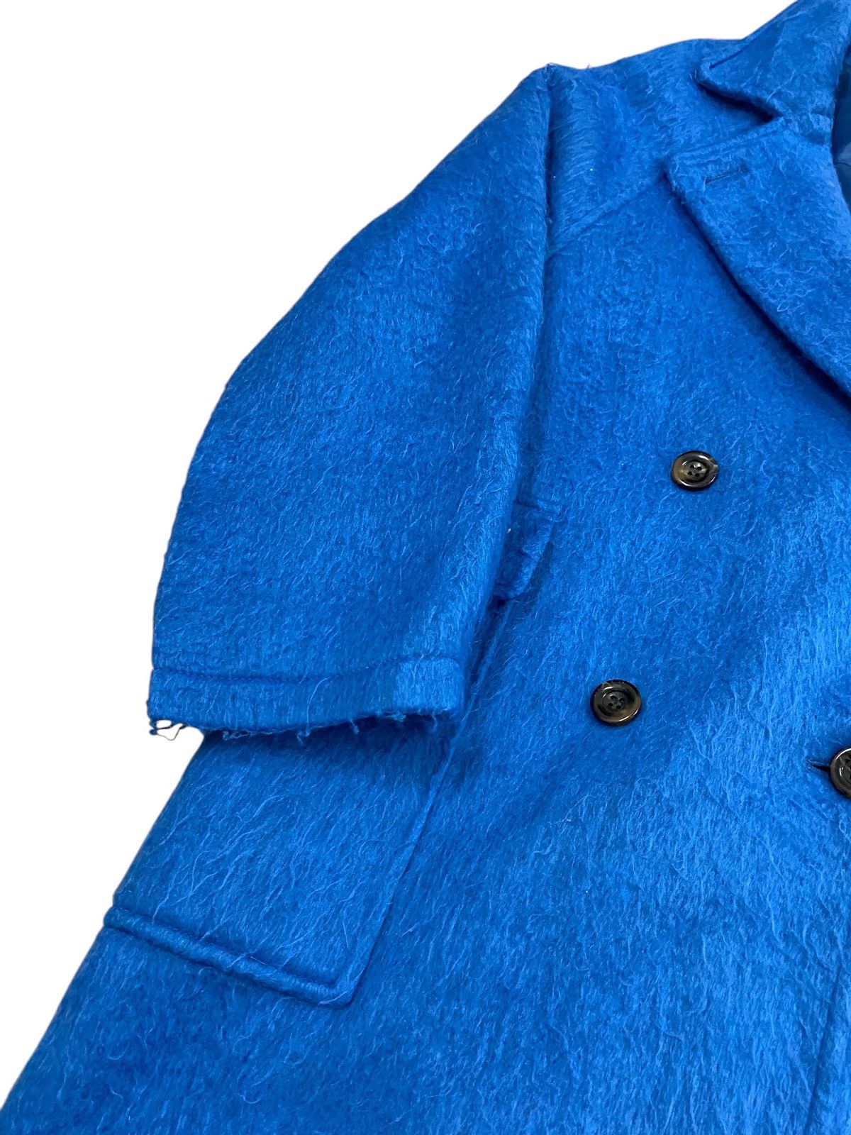 Japanese Brand Murua Electric Blue Double-Breasted Textured Long Coat Size M / US 6-8 / IT 42-44 - 4 Thumbnail