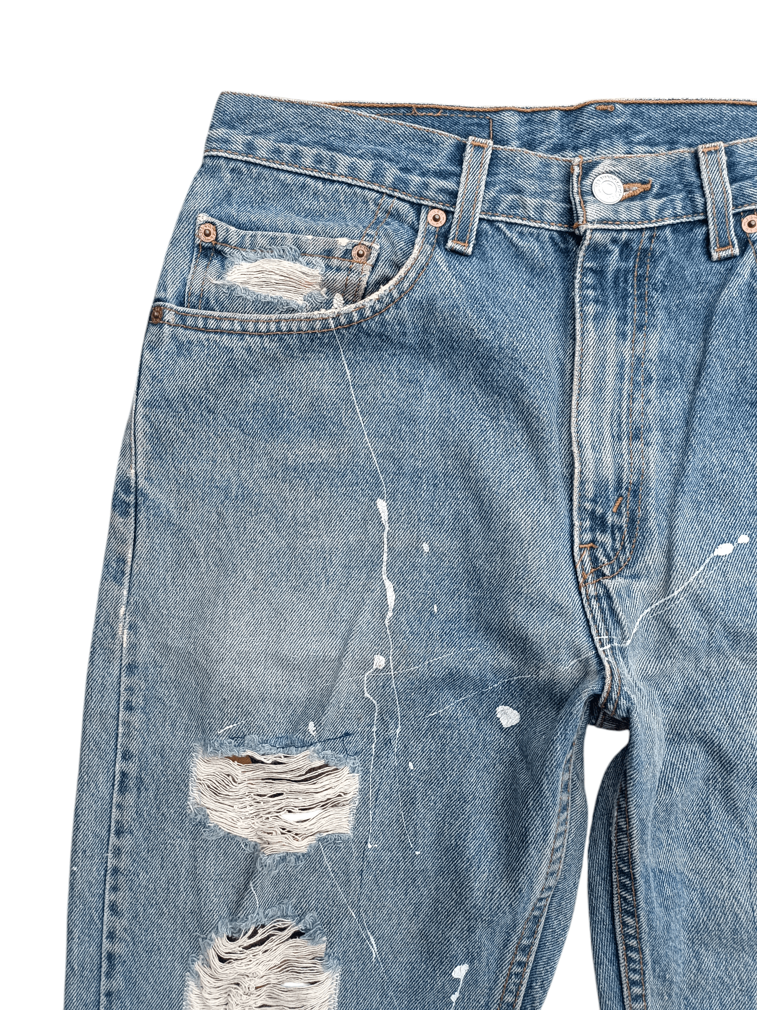 Levi's × Vintage Y2K Levis 505 Regular Straight Cut Distressed Splatter Denim Size US 32 / EU 48 - 8 Thumbnail