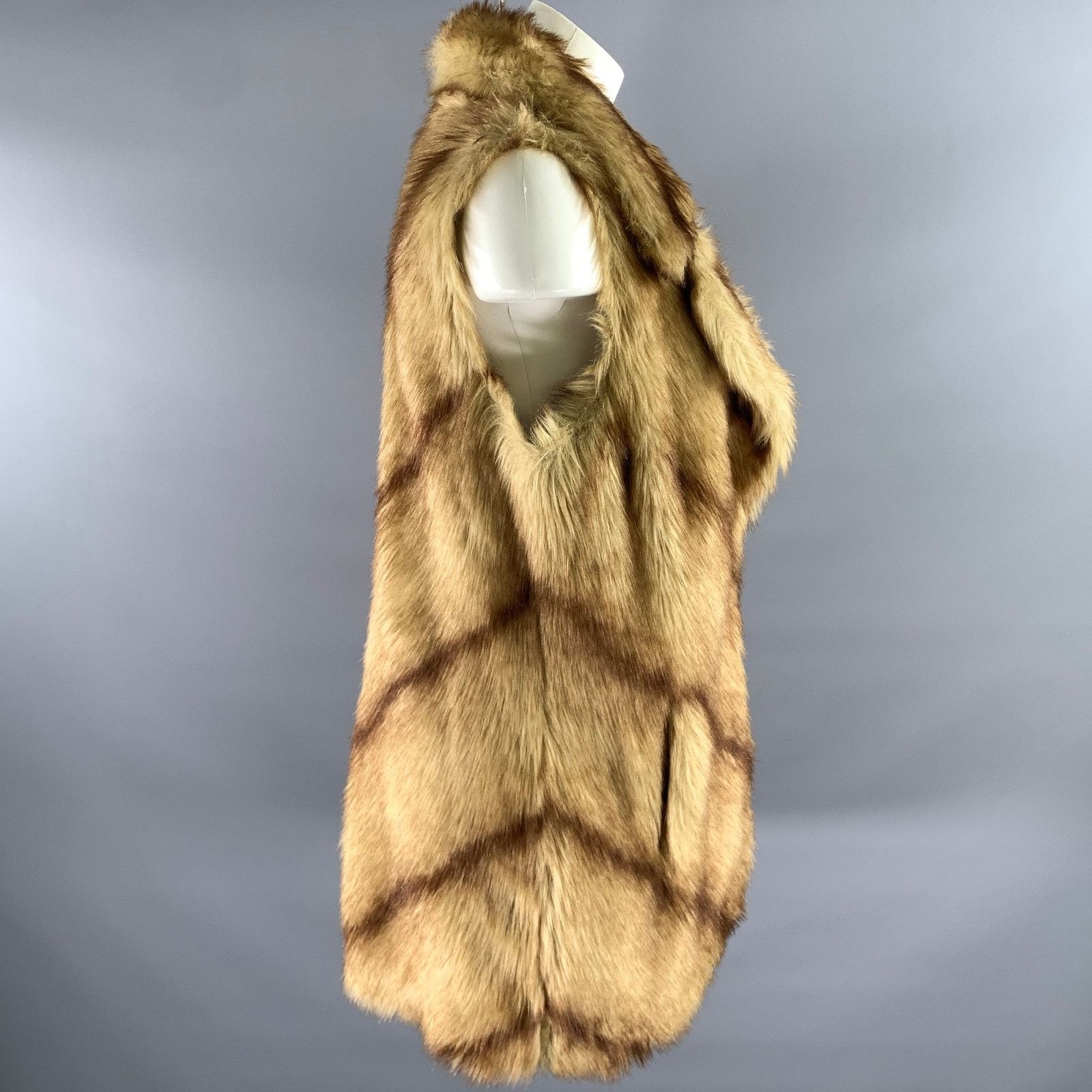 Other BASSO Size M Tan Brown Faux Fur Modacrylic Vest Size M / US 6-8 / IT 42-44 - 3 Thumbnail