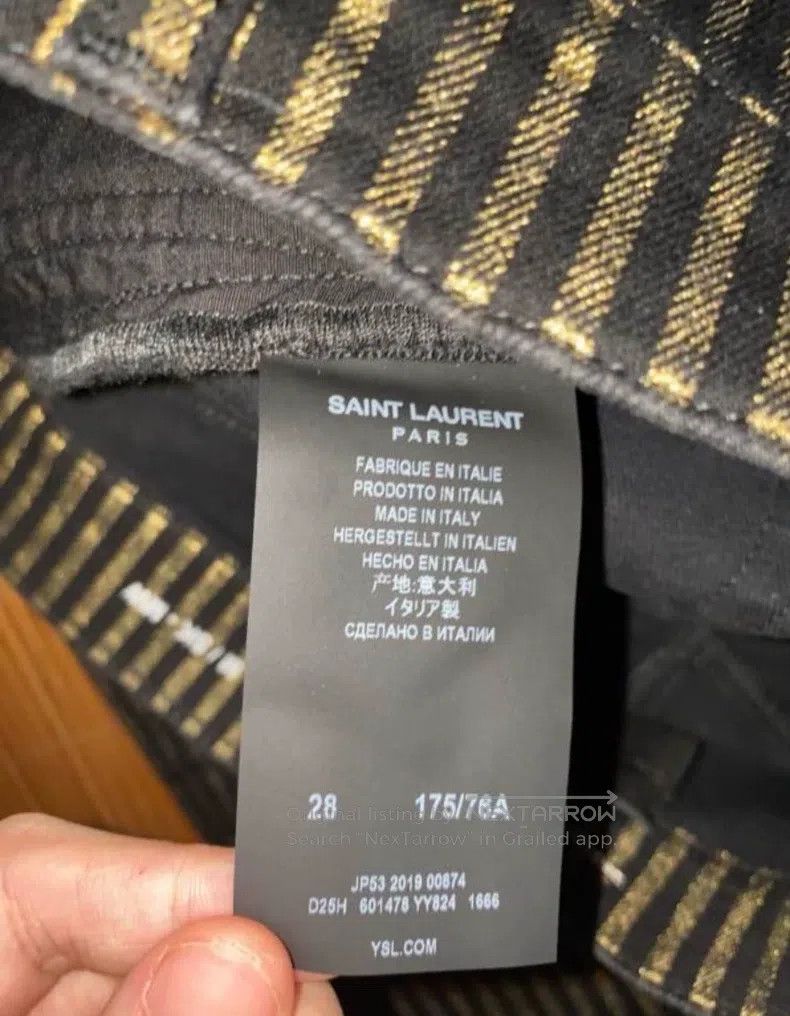 Saint Laurent Paris Saint Laurent Paris Black and gold striped denim pants siz Size US 28 / EU 44 - 5 Thumbnail