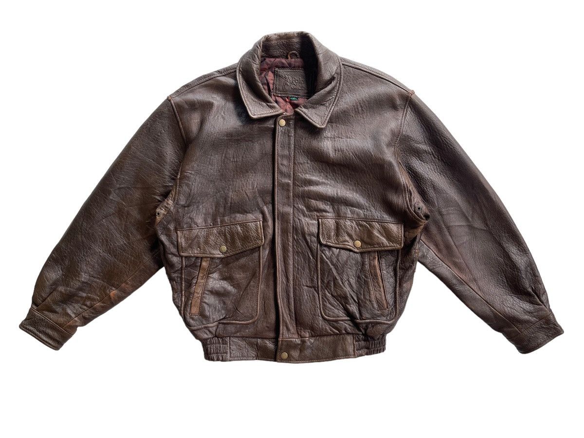 Vintage Vintage Polo Club Leather Bomber Jacket Size US L / EU 52-54 / 3 - 4 Thumbnail