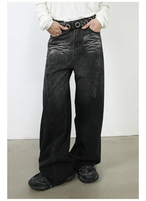 Japanese Brand VIBE Men's retro straight loose stitching casual jeans Size US 34 / EU 50 - 7 Thumbnail