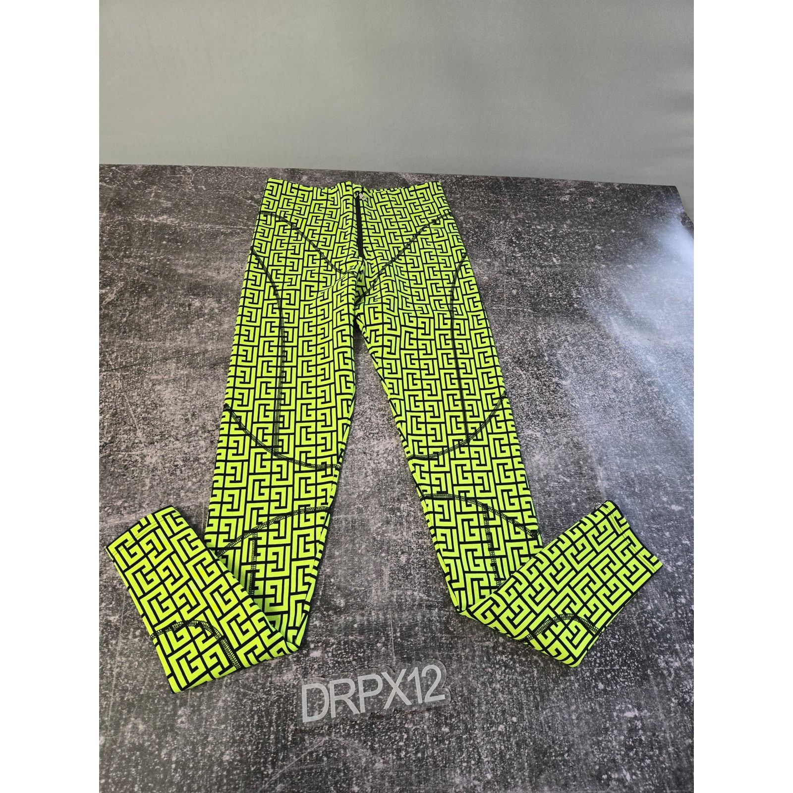 Balmain Balmain Monogram Jacquard Jersey Womens Green Leggings Sz XS Size 27" / US 4 / IT 40 - 4 Thumbnail