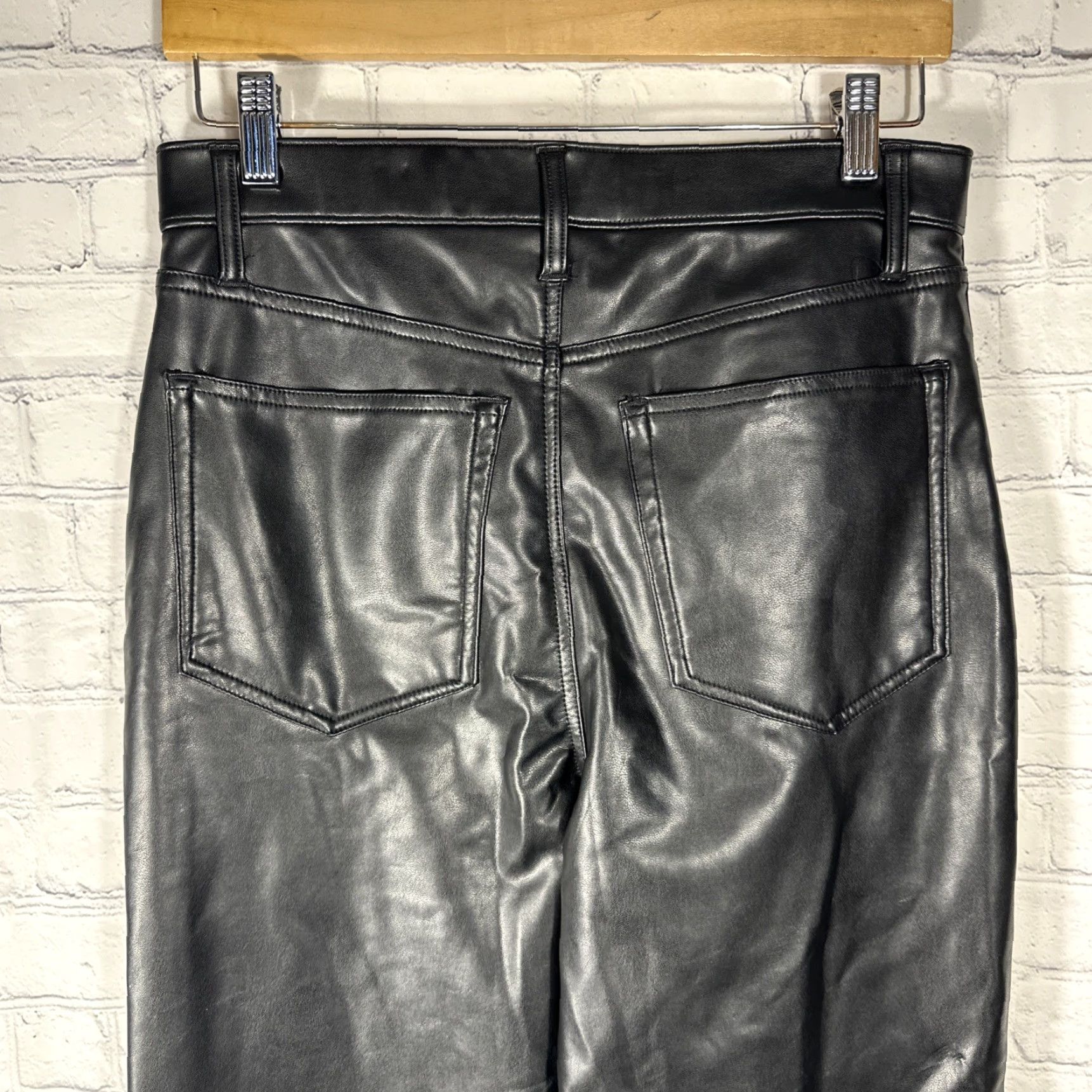 Abercrombie & Fitch Abercrombie & Fitch Faux Leather Pants Womens 30 Black Ultra High Rise Ankle Straight Vegan Leather 90s Grunge City Classic Womens Size 30" / US 8 / IT 44 - 4 Thumbnail