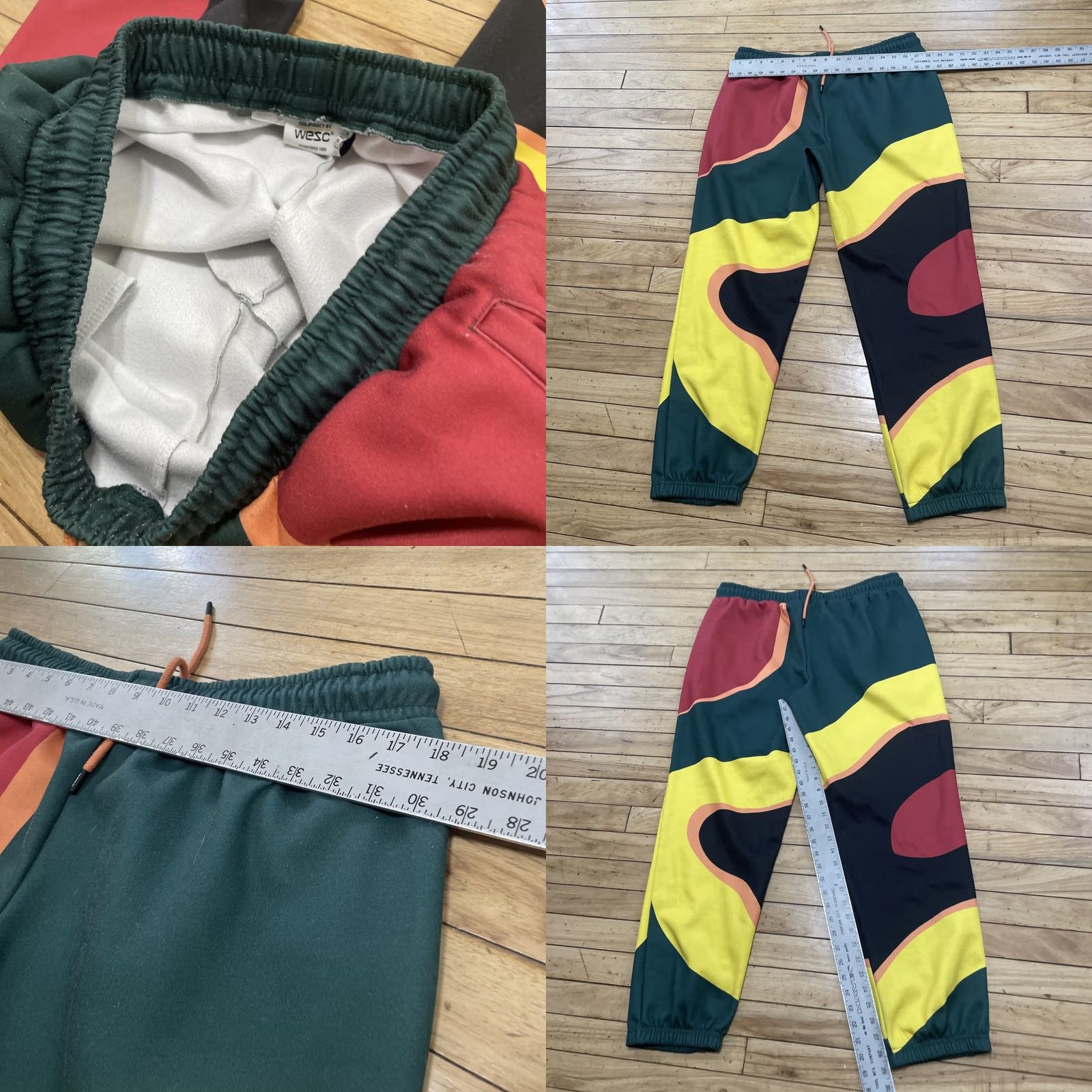 WeSC VINTAGE WeSC Geometric Topographic Print Sweat Pants Men 2XL Jogger Red Green 29 in Inseam Pockets Size US 39 - 8 Thumbnail