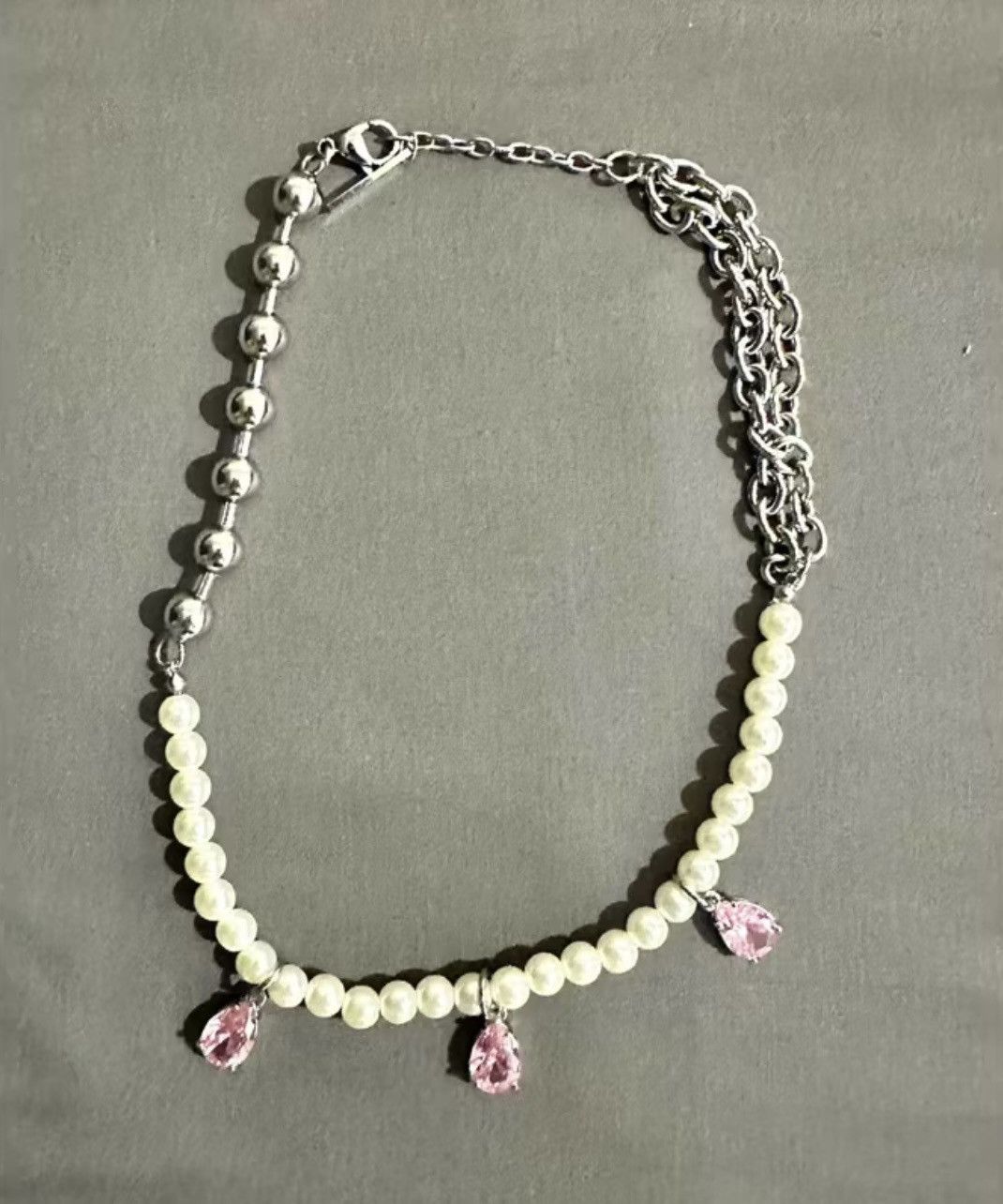 Vintage Pearl necklace with customize diamond Size ONE SIZE - 1 Thumbnail