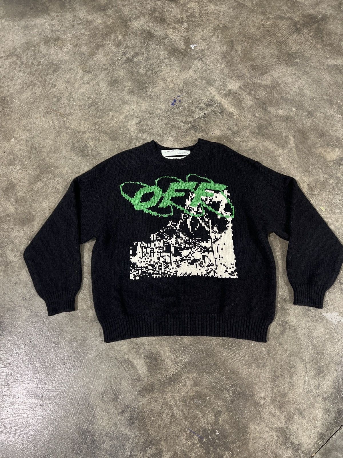 OFF-WHITE Ruined Factory Sweater Black/White Men's - FW19 - US