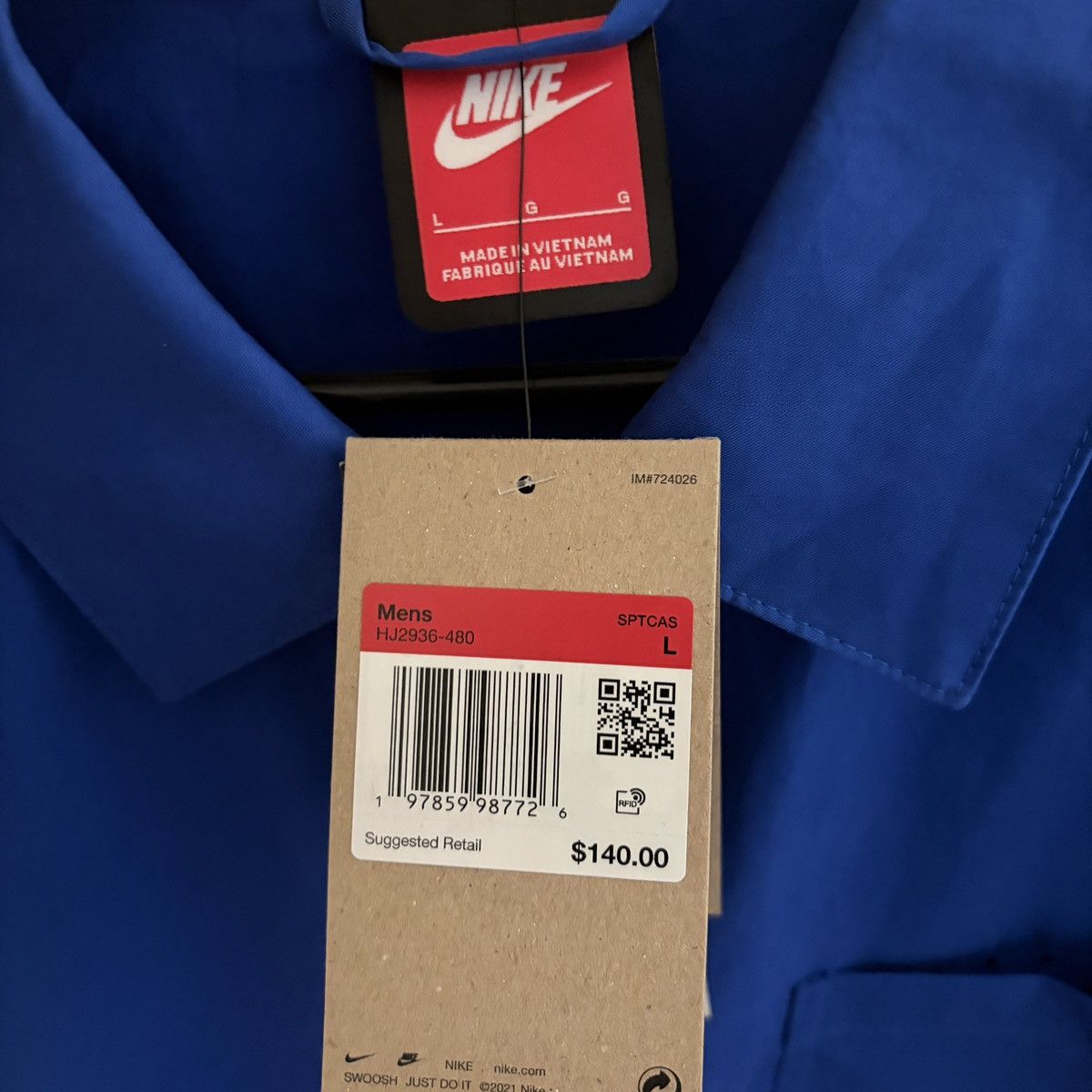 Nike Nike Top Shirt Snap Front Tech Button-Down HJ2936-480 Blue Size US L / EU 52-54 / 3 - 7 Thumbnail