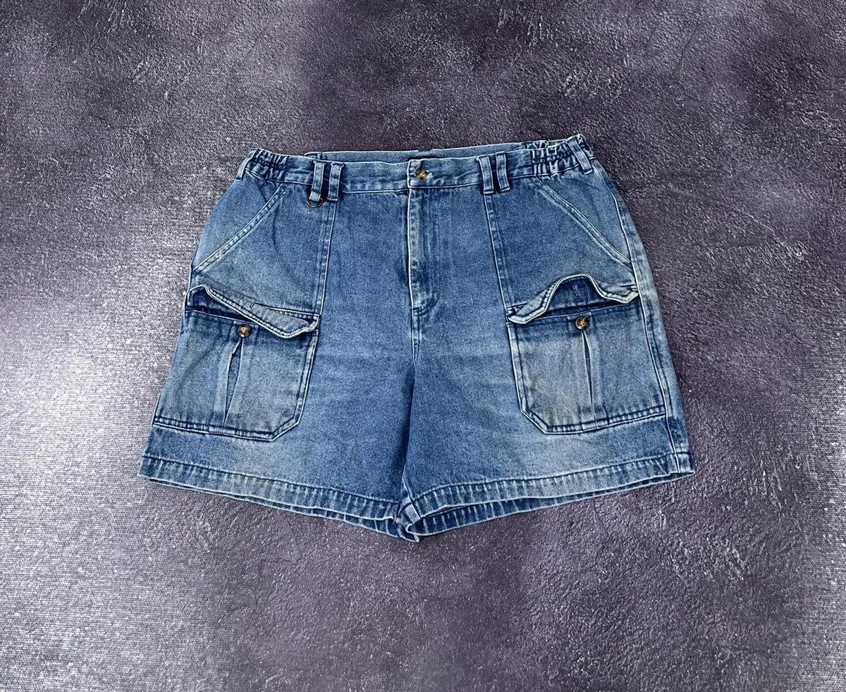 Dickies × Vintage Vintage Dickies USA Blue Hype Denim Cargo Shorts Size US 38 / EU 54 - 2 Thumbnail