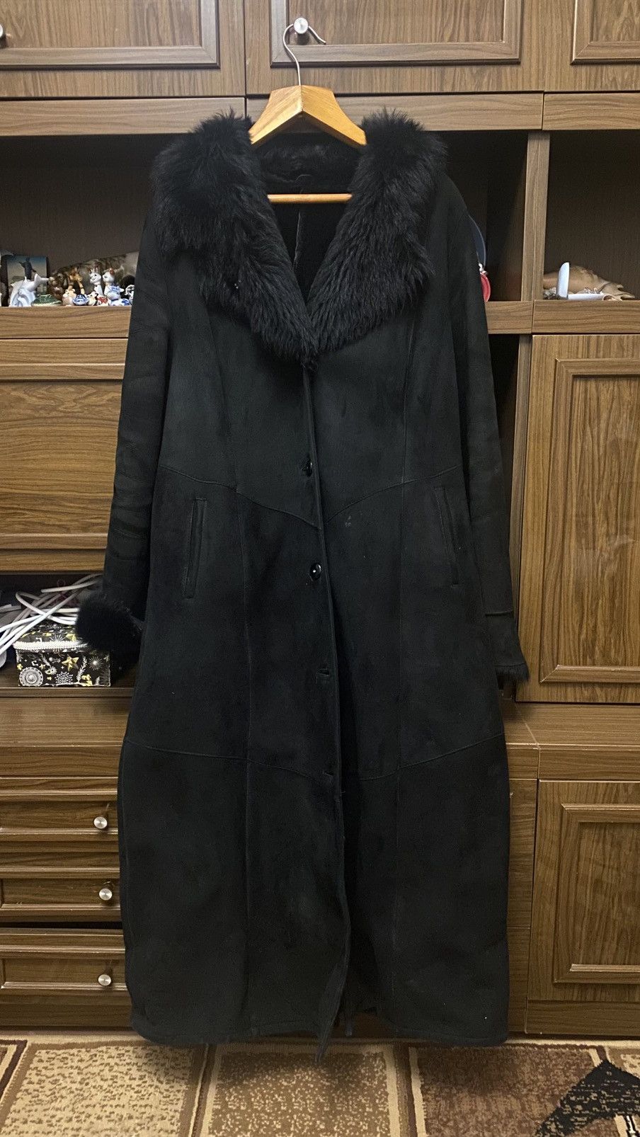 Leather Vintage Vampy Faux Fur Embroidery Black Afghan Coat Size XL / US 12-14 / IT 48-50 - 1 Thumbnail